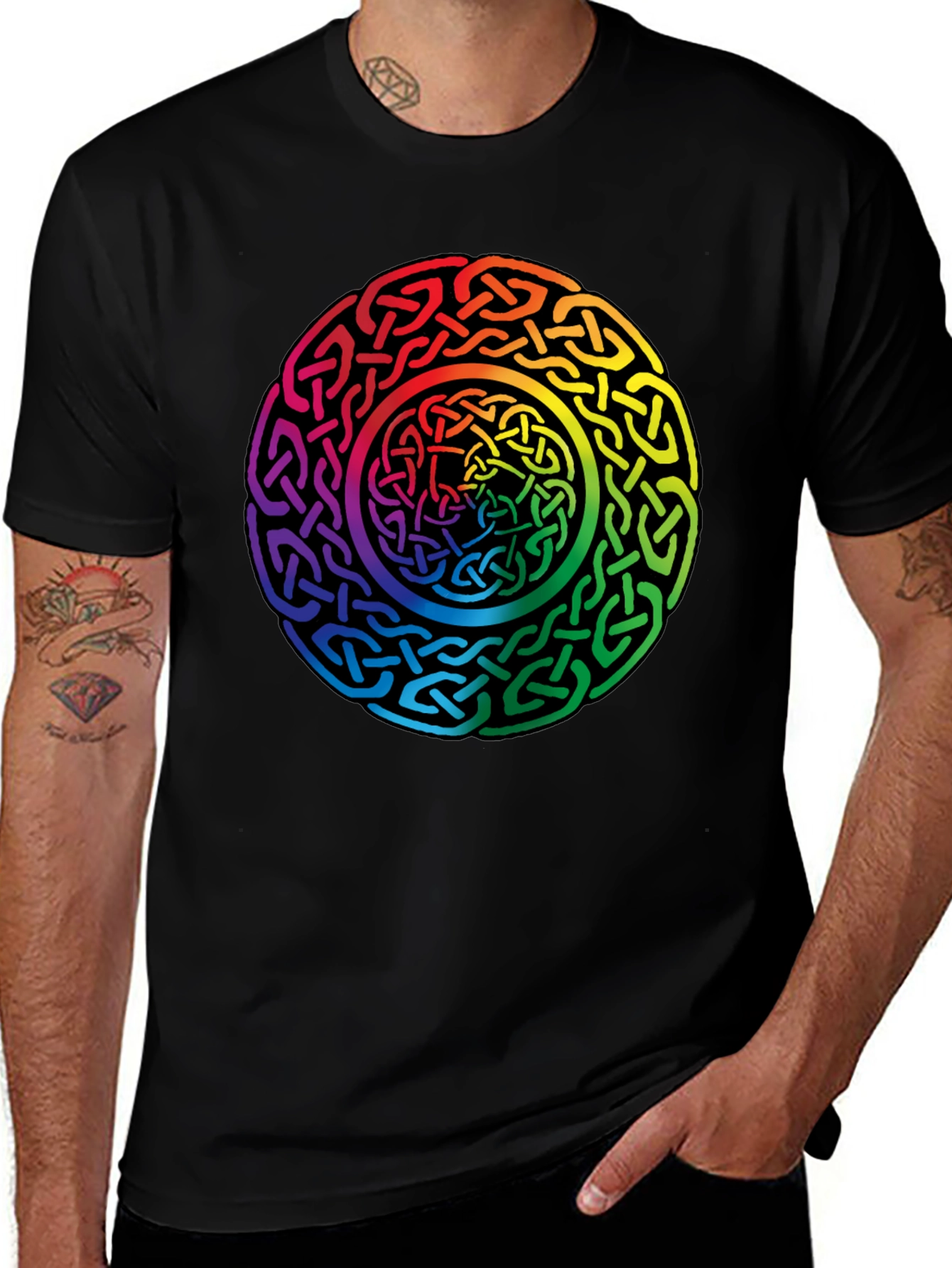 Variant 25 of Rainbow Celtic Knot Graphic T-Shirt