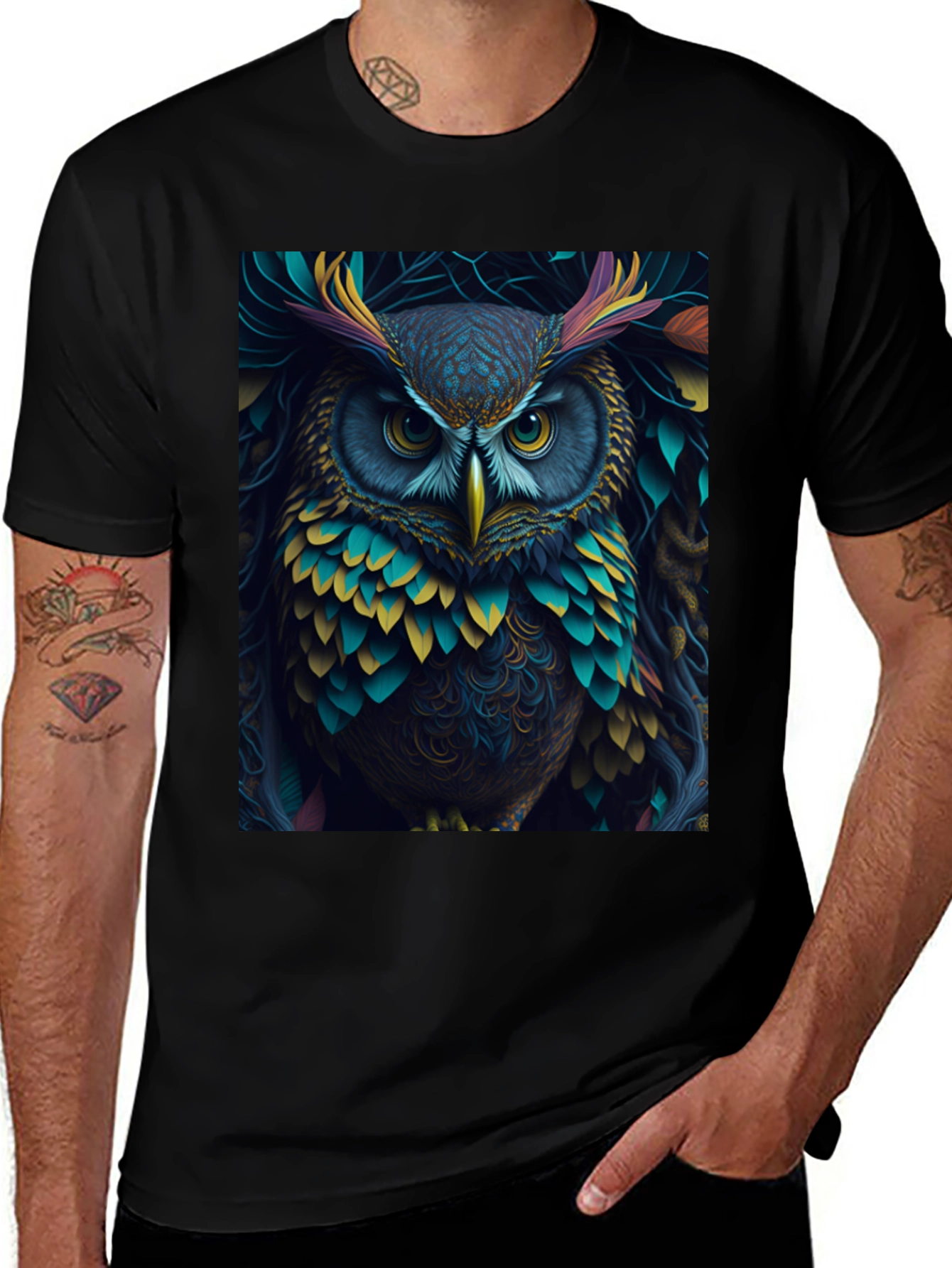 Variant 25 of Owl Graphic Tee - Vibrant Bird Art Print