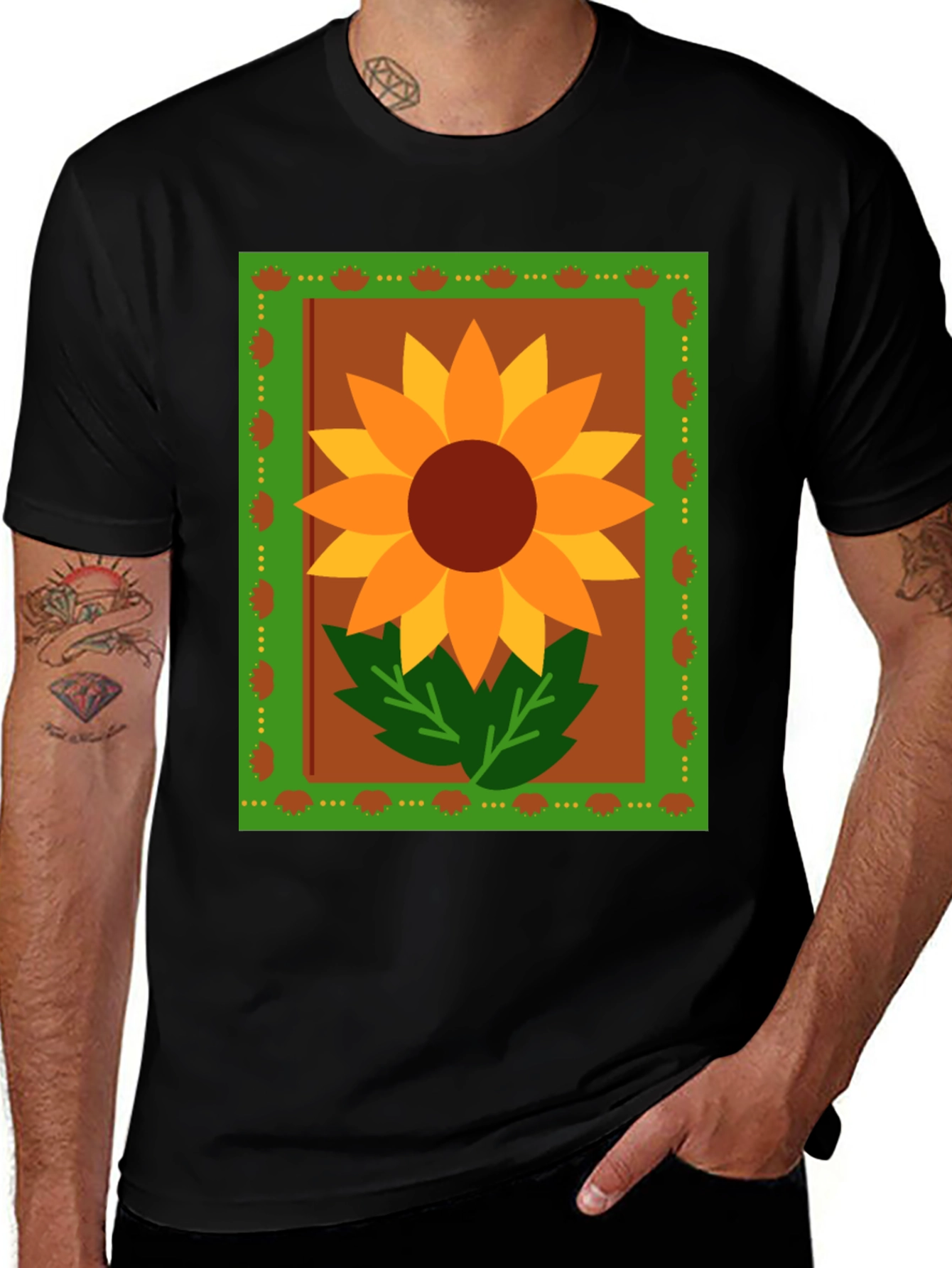 Variant 3 of Sunflower Graphic Tee - Black Cotton Blend