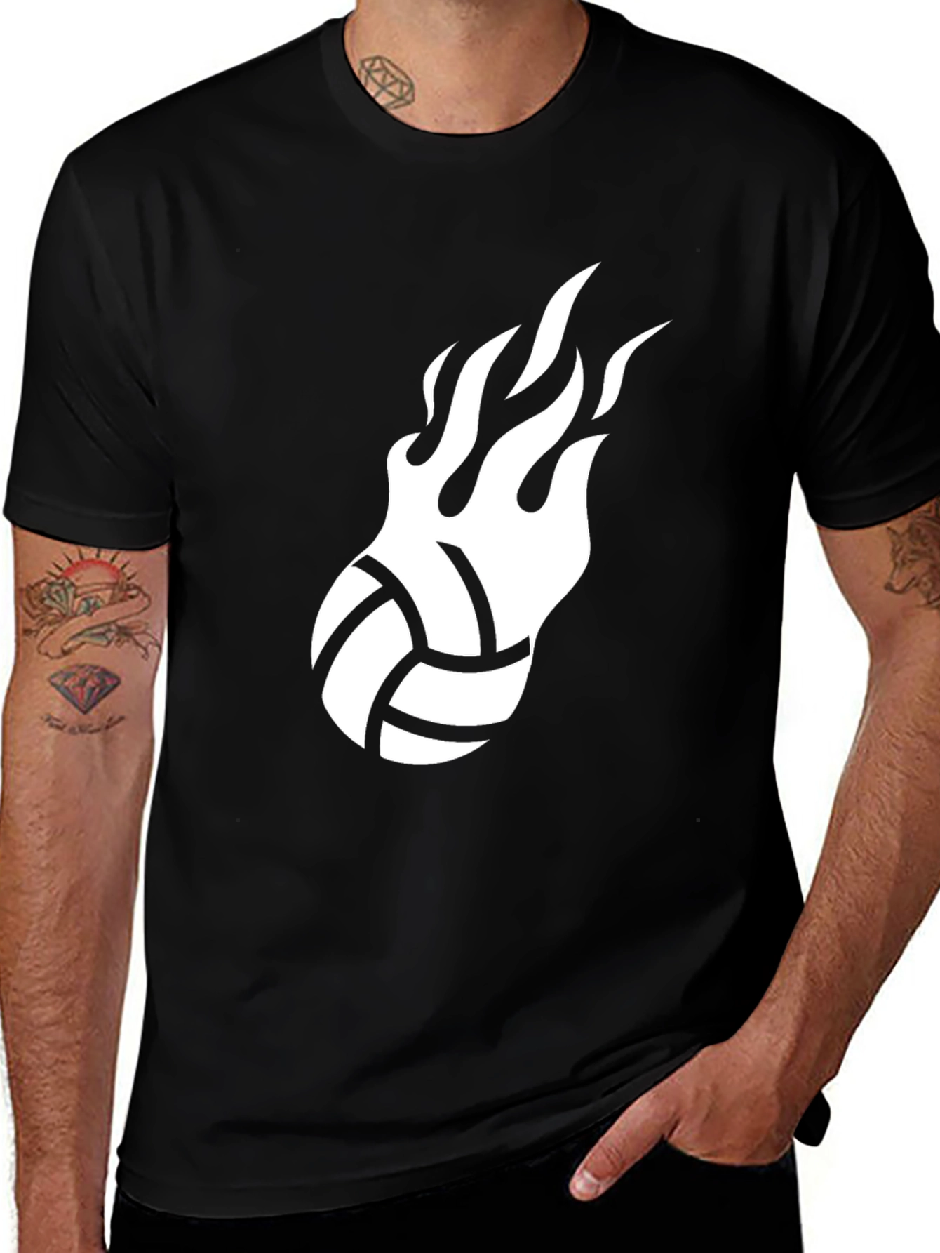 Variant 24 of Fiery Volleyball Black T-Shirt