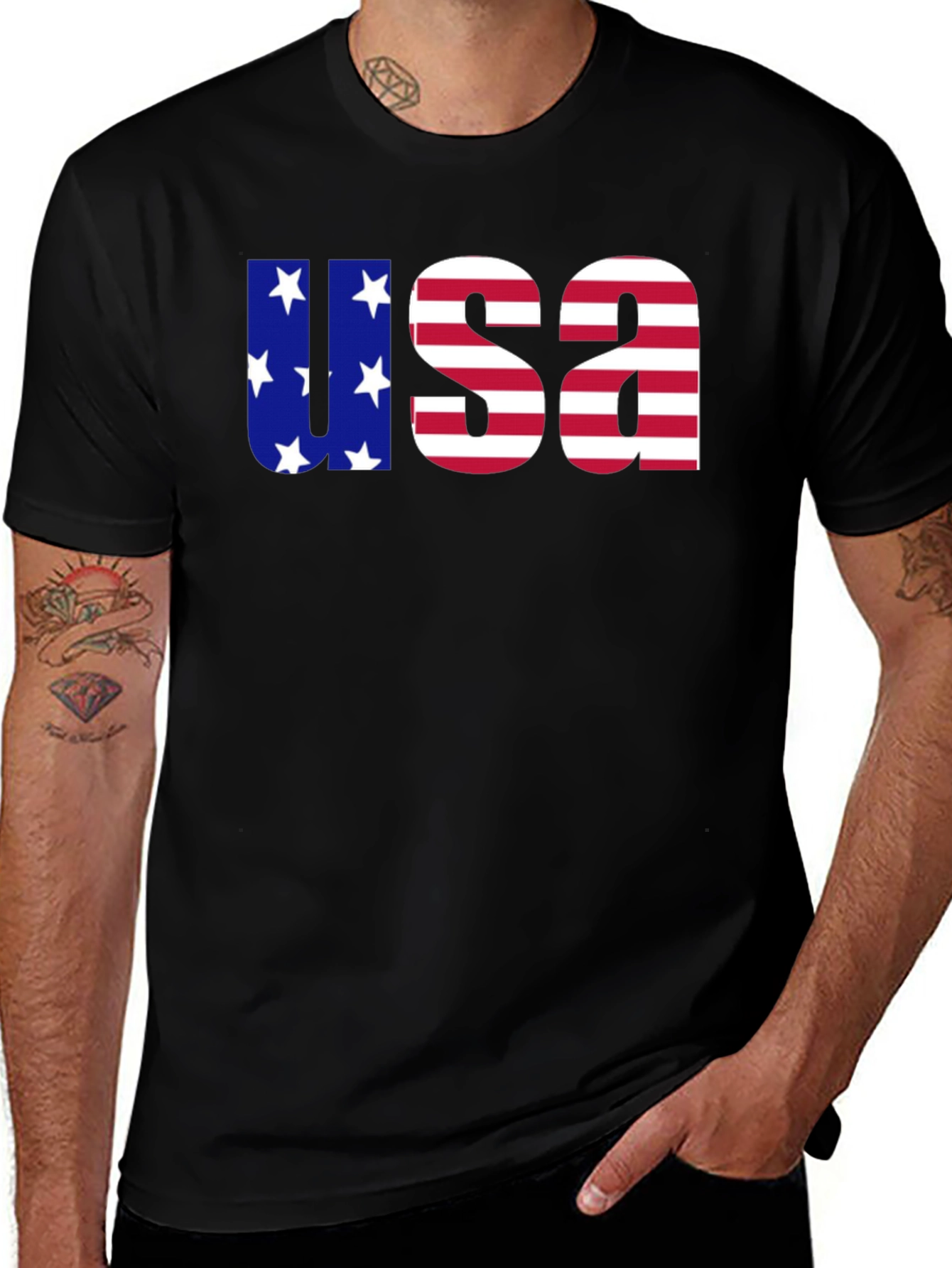Variant 25 of USA Flag Graphic Print Crew Neck T-Shirt