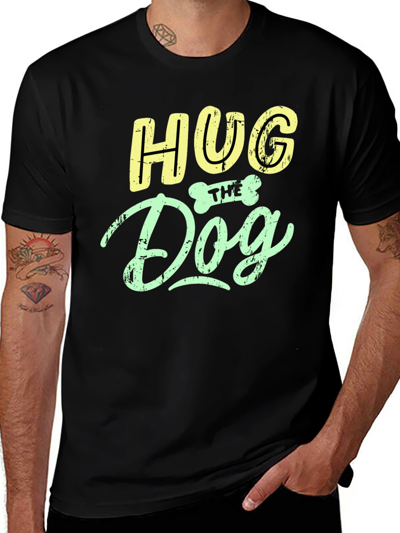 Variant 5 of Hug The Dog Graphic Tee -  Comfortable Everyday Wear