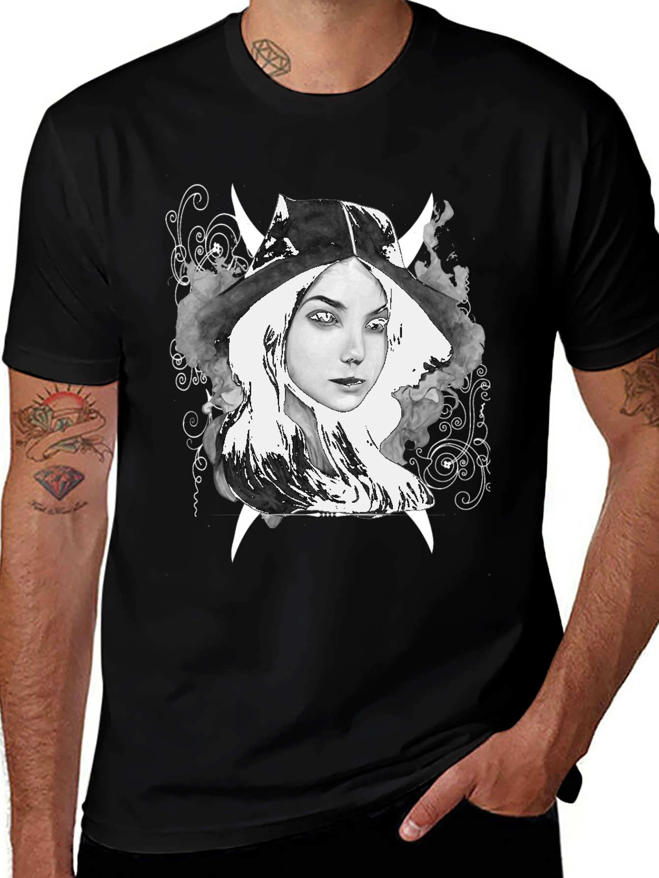 Variant 11 of Witch Graphic Tee - Black Cotton T-Shirt