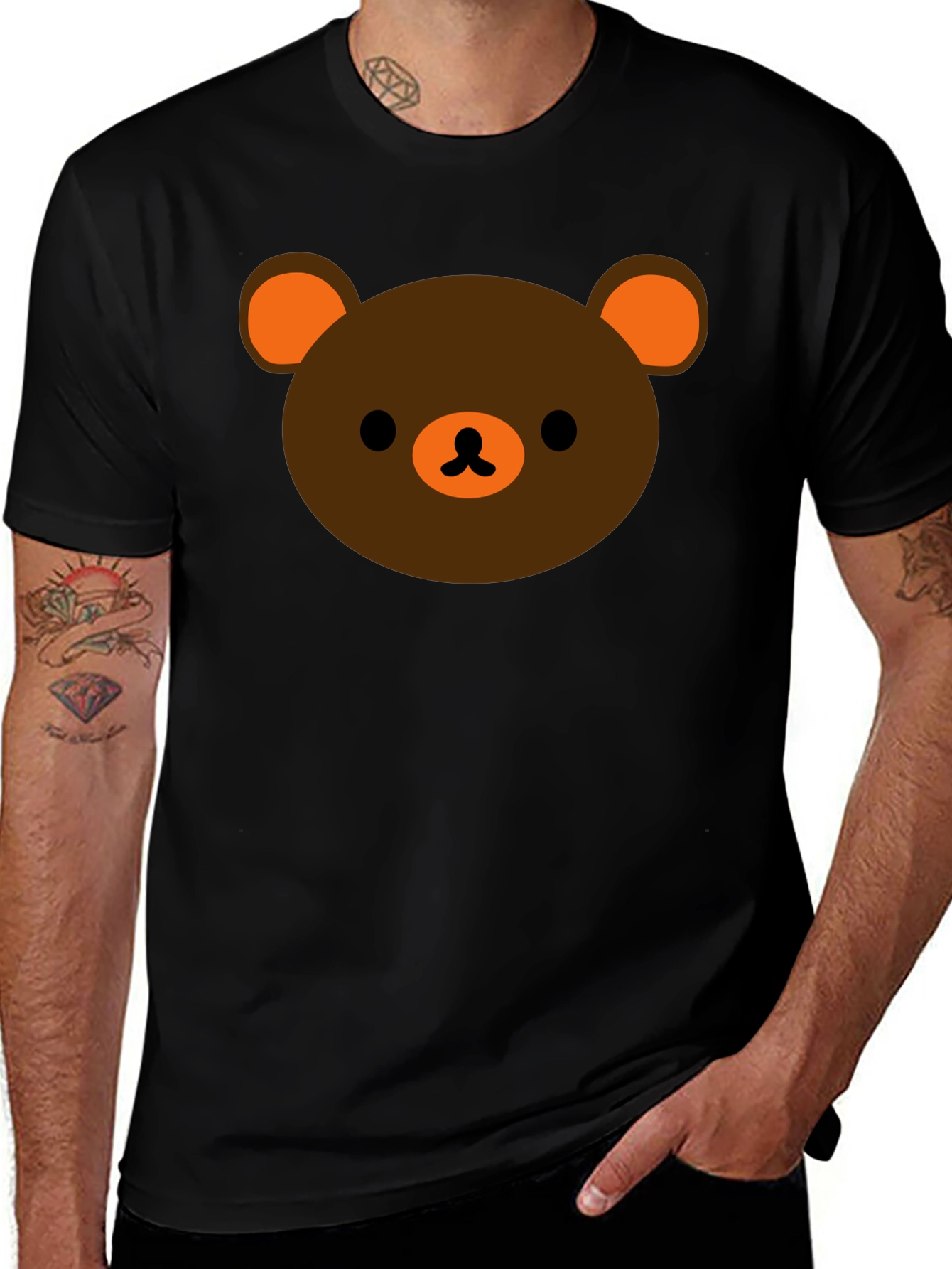 Variant 10 of Cute Bear Graphic Black T-Shirt