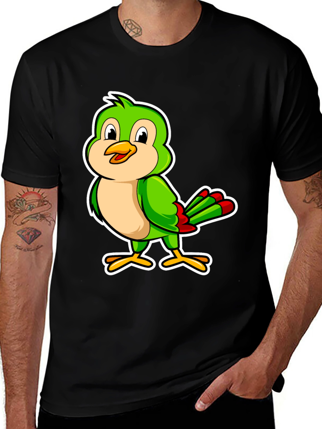 Variant 9 of Green Bird Cartoon Graphic Tee