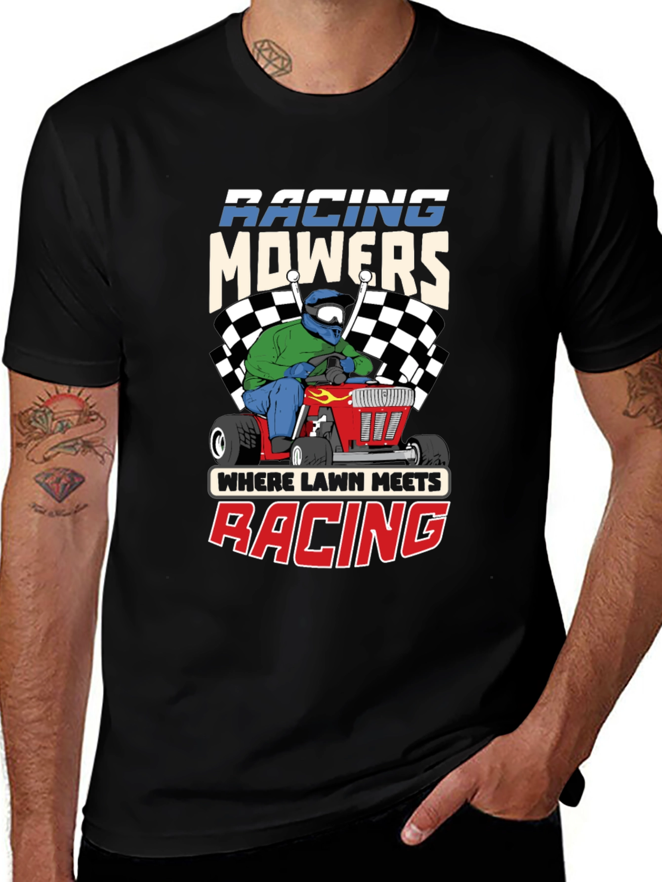 Variant 22 of Racing Mowers Graphic Tee - Where Lawn Meets Racing