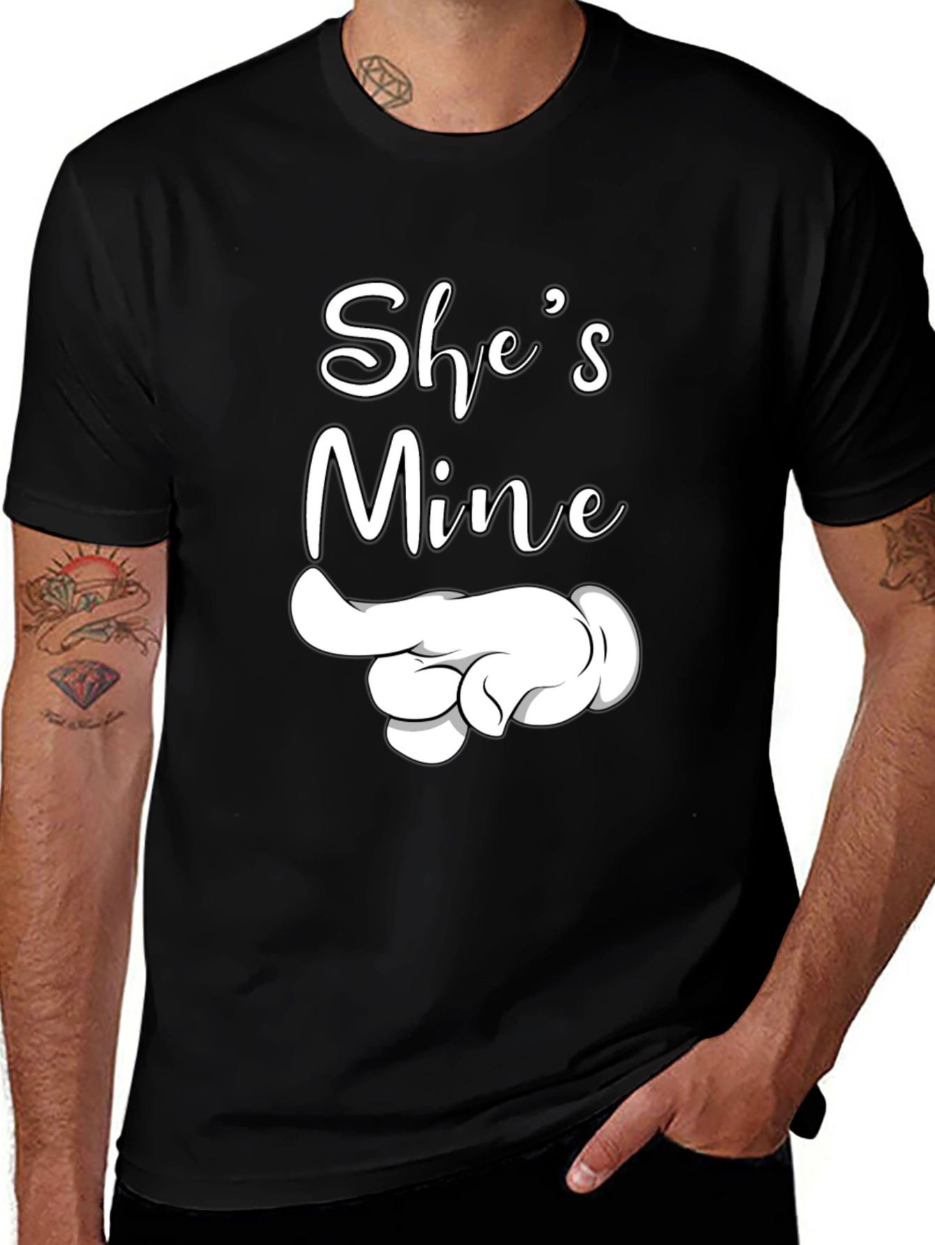 Variant 13 of She's Mine Pointing Hand Graphic Tee - Black