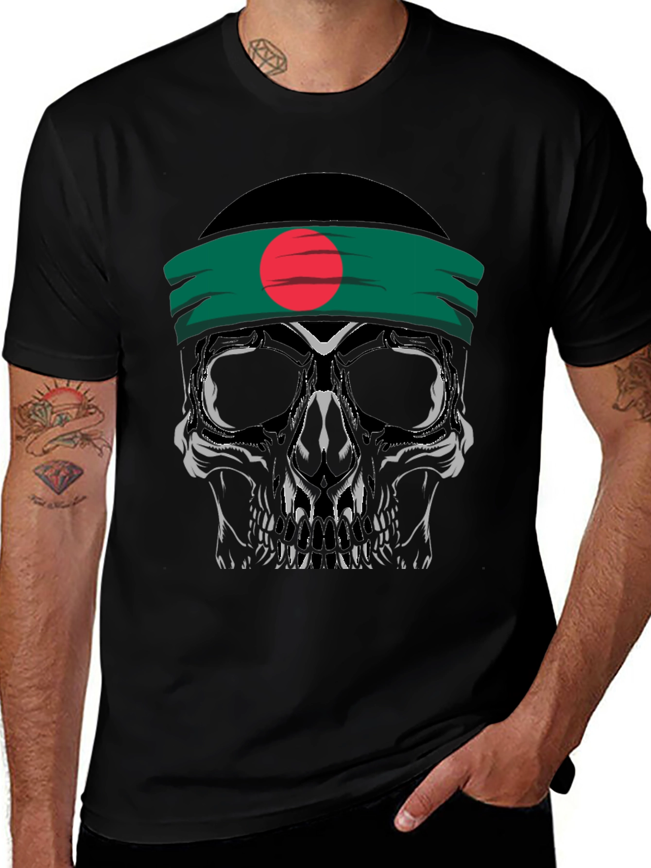 Variant 29 of Skull Bangladesh Flag T-Shirt