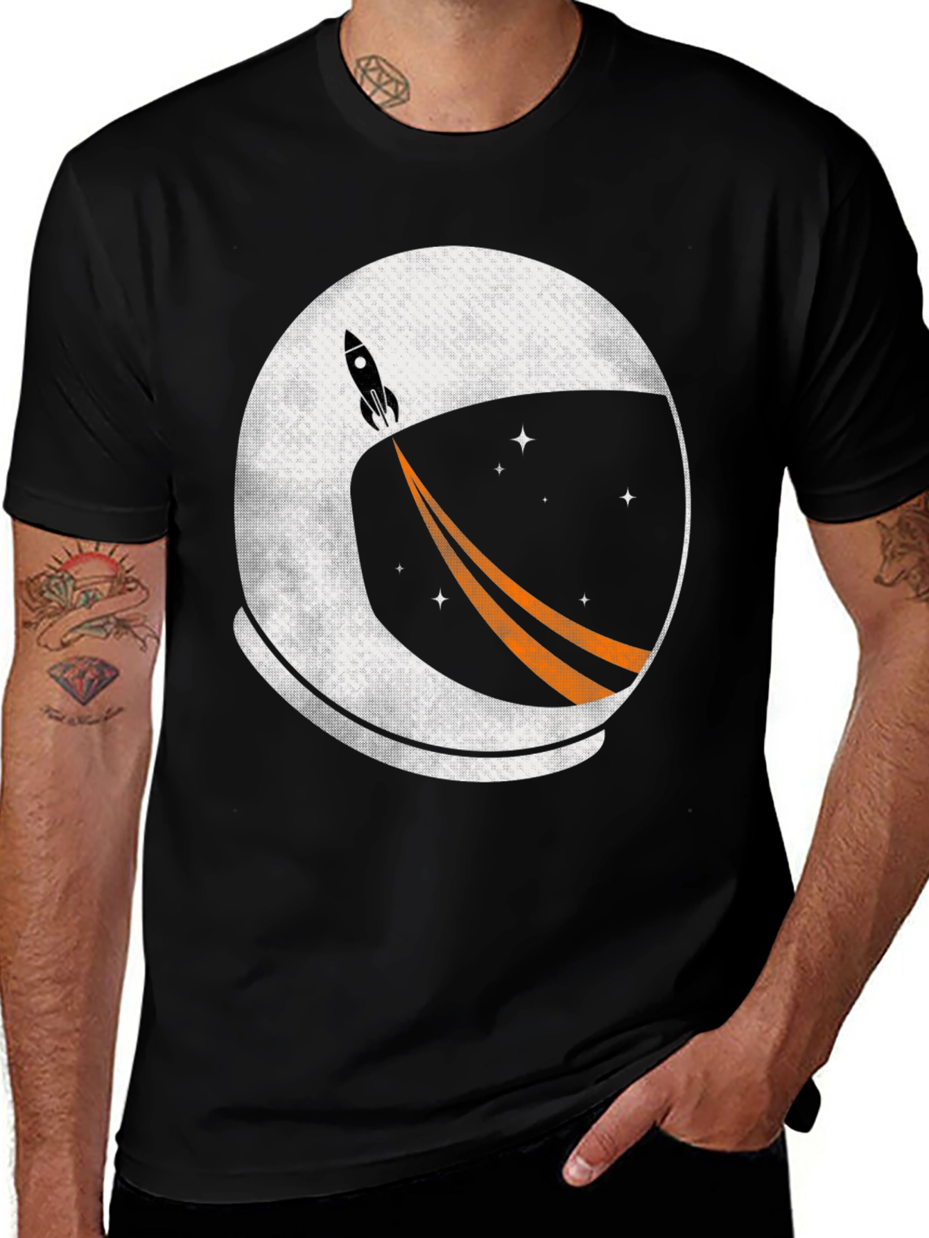 Variant 17 of Astronaut Helmet & Rocket T-Shirt - Space Adventure Tee