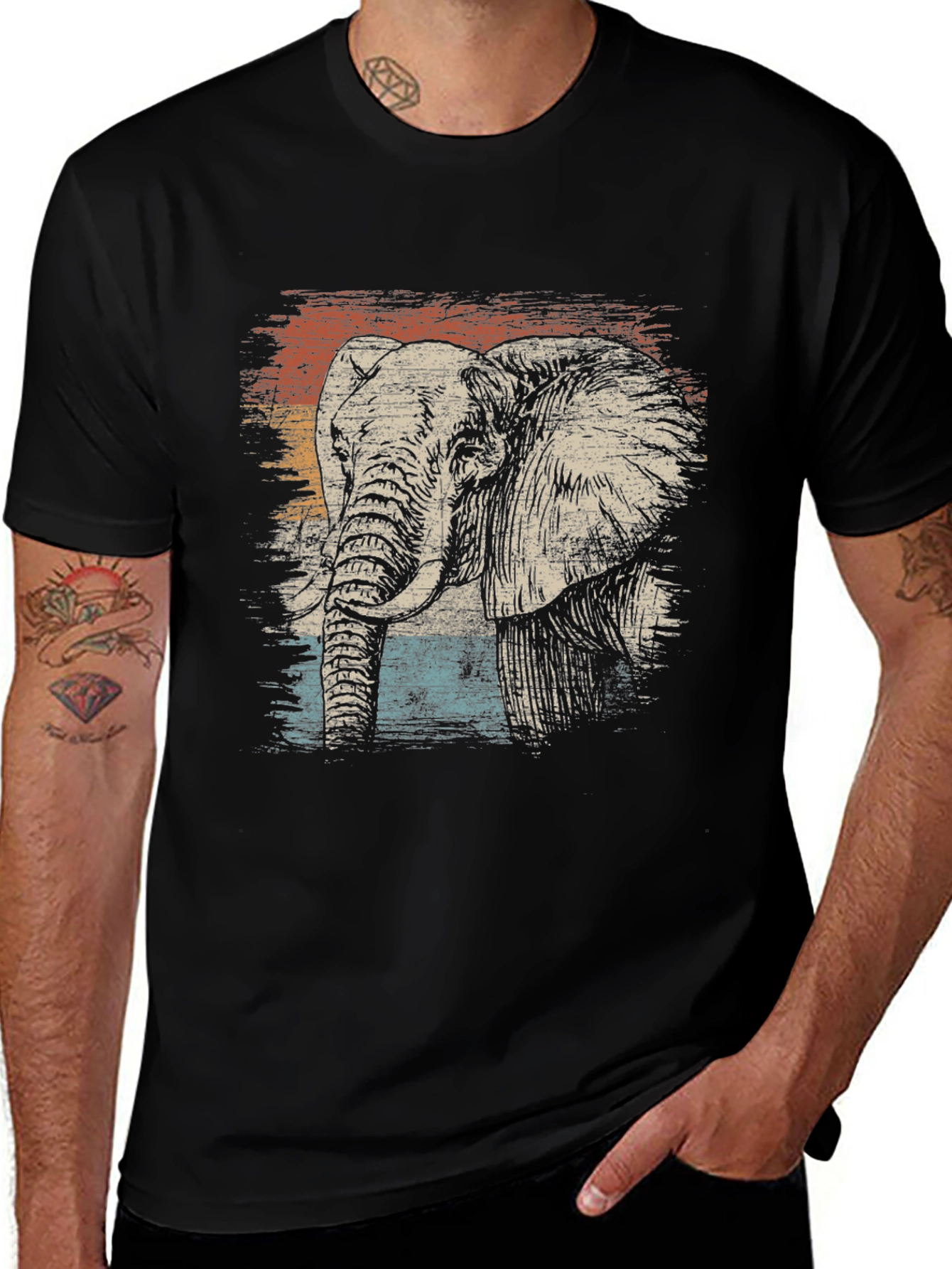 Variant 24 of Vintage Elephant Graphic T-Shirt - Classic Style