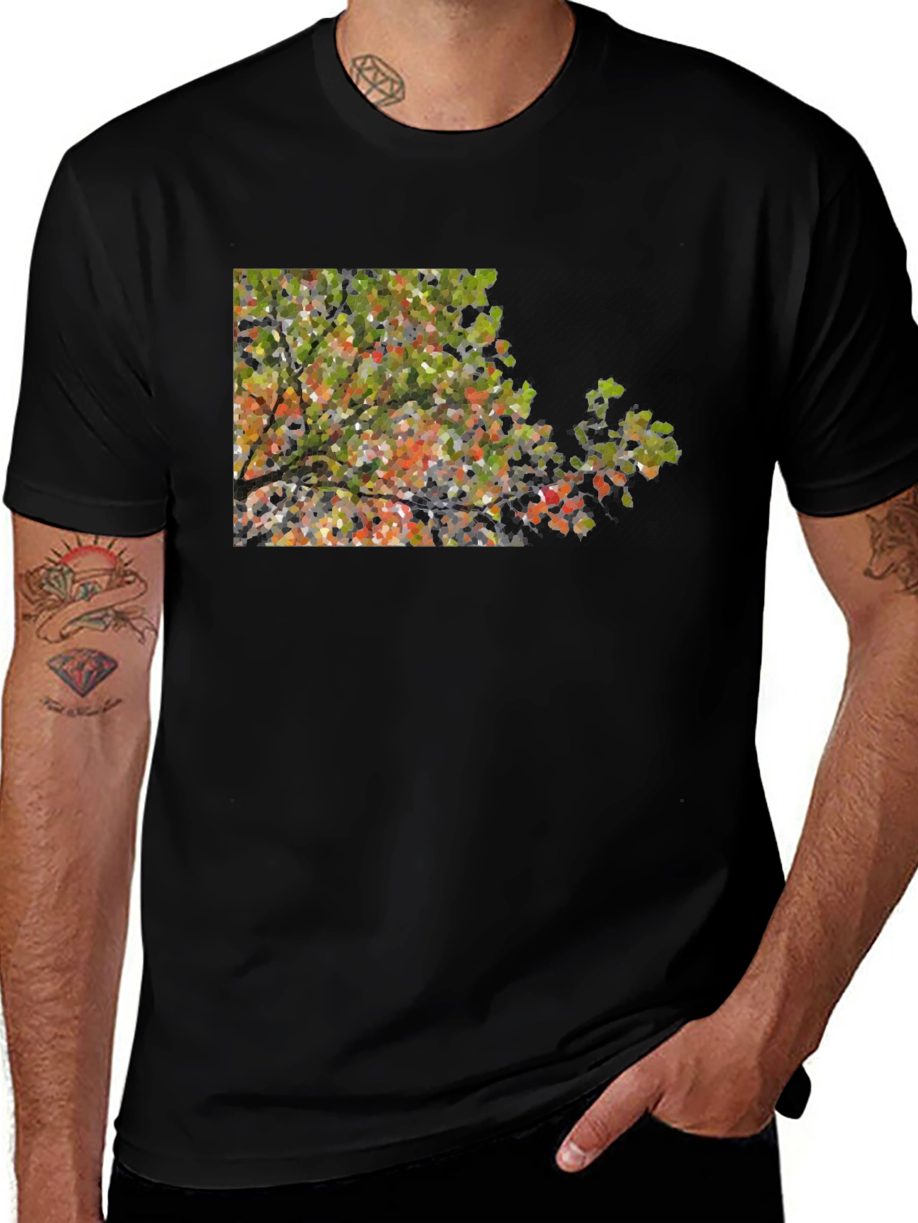 Variant 29 of Abstract Autumn Leaves Black T-Shirt
