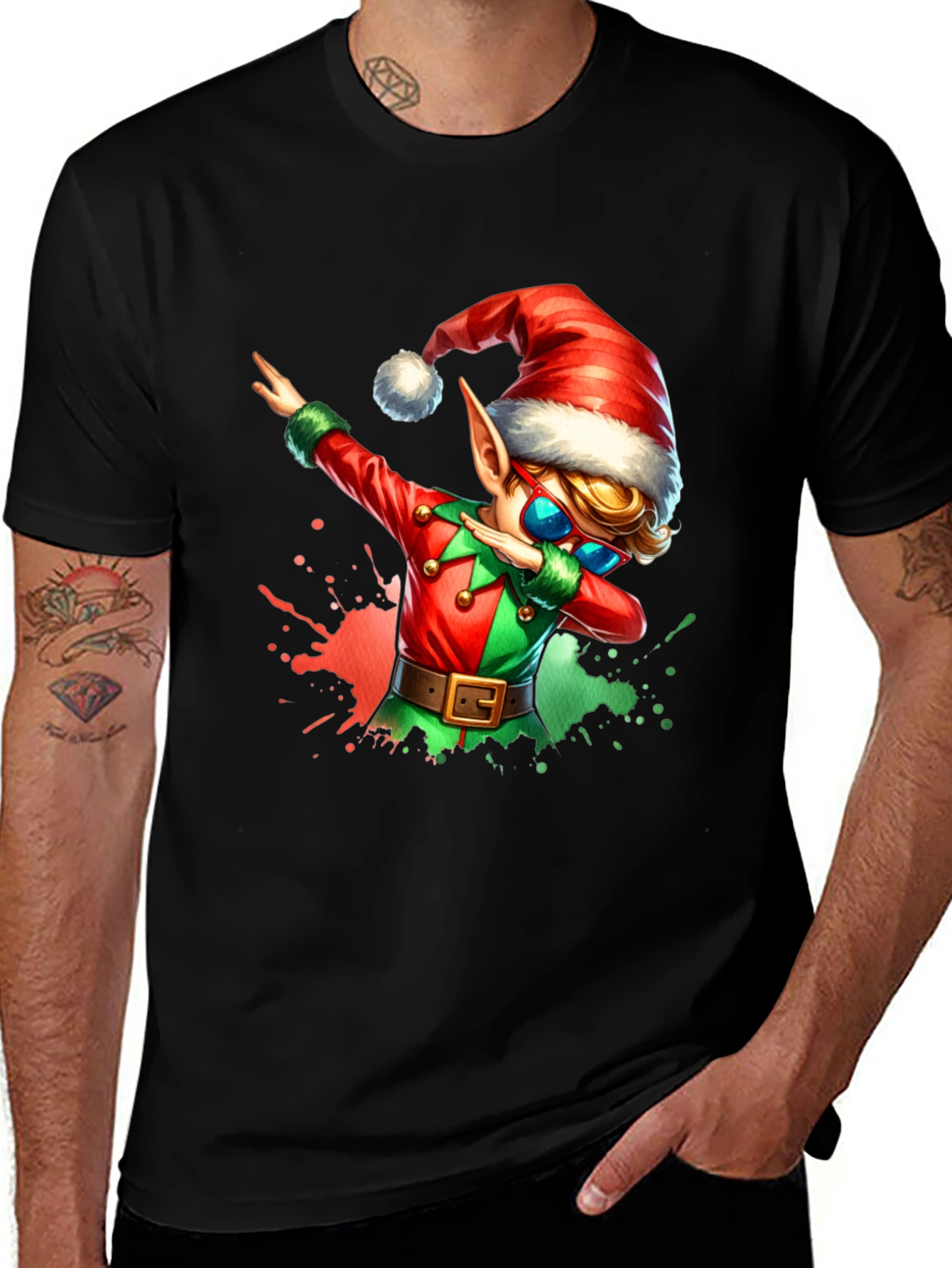 Dabbing Christmas Elf Graphic Tee