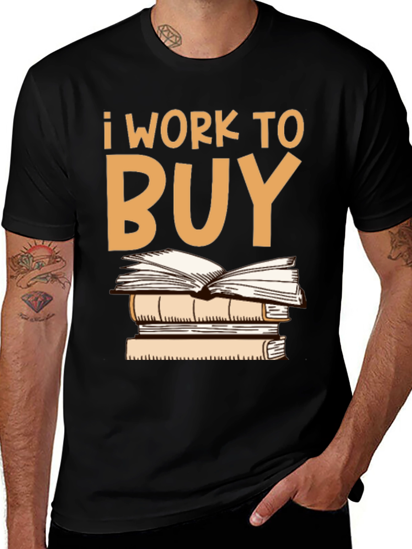 Variant 12 of I Work To Buy Books Graphic Tee