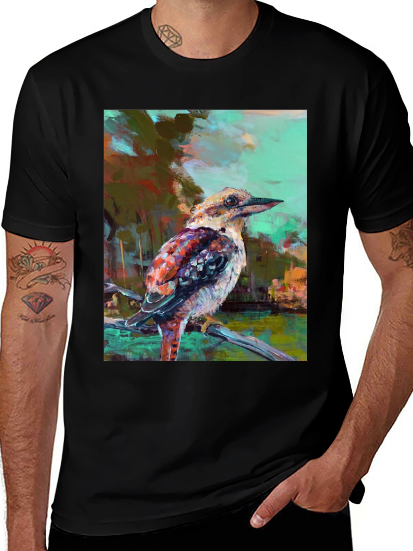Variant 25 of Kookaburra Art Print Black T-Shirt