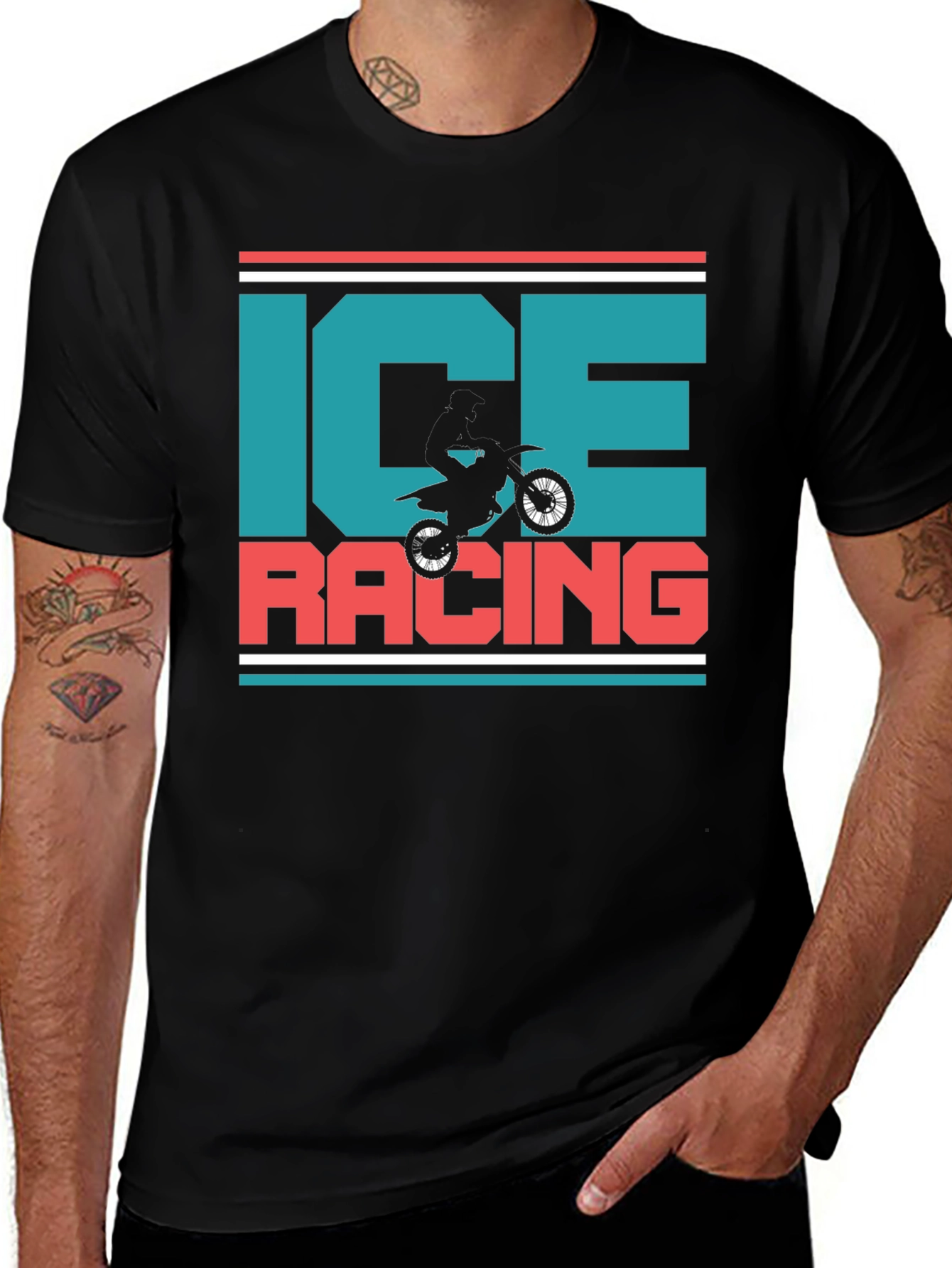 Variant 7 of Ice Racing Graphic T-Shirt - Motorcross Design