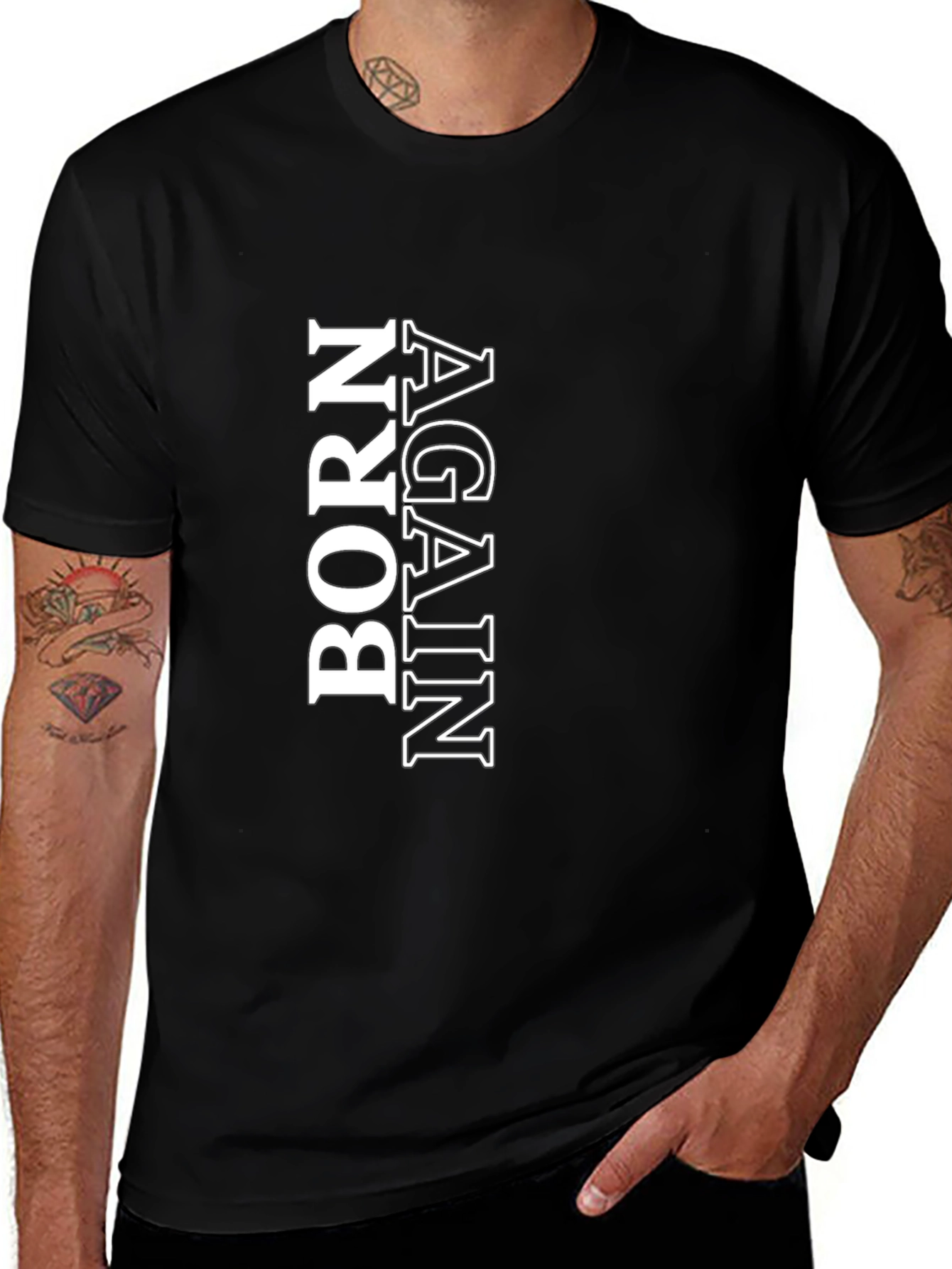 Variant 29 of Born Again Graphic Print Men's Black T-Shirt