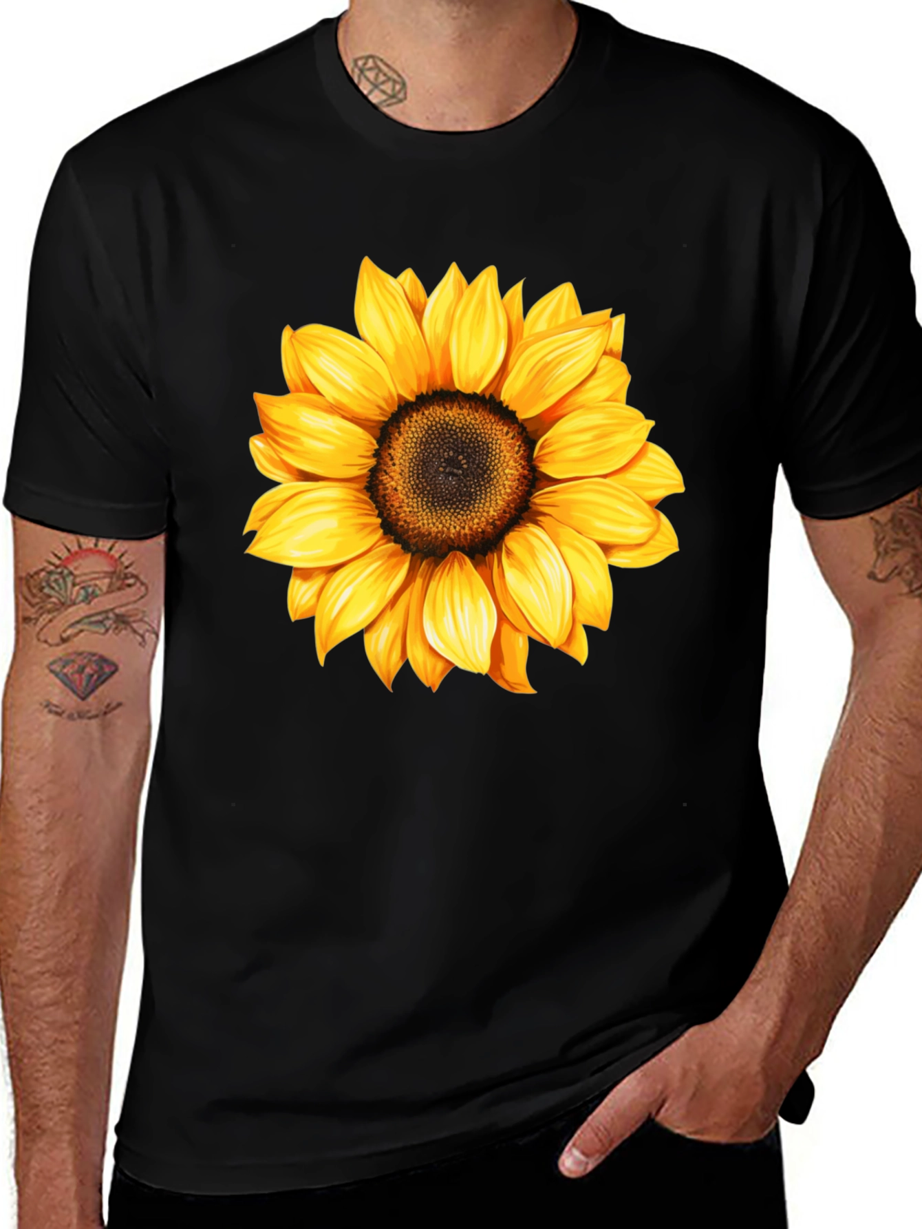 Variant 10 of Sunflower Graphic Black T-Shirt