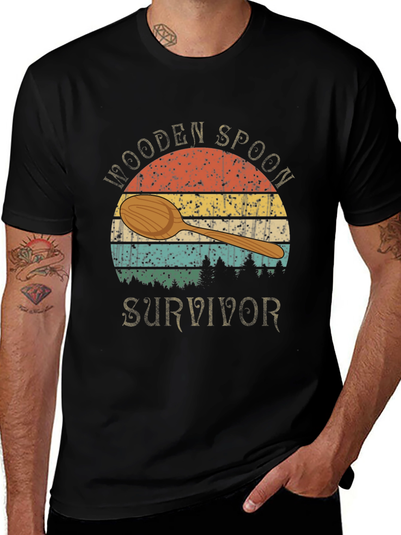 Variant 12 of Wooden Spoon Survivor Tee - Retro Style Comfort