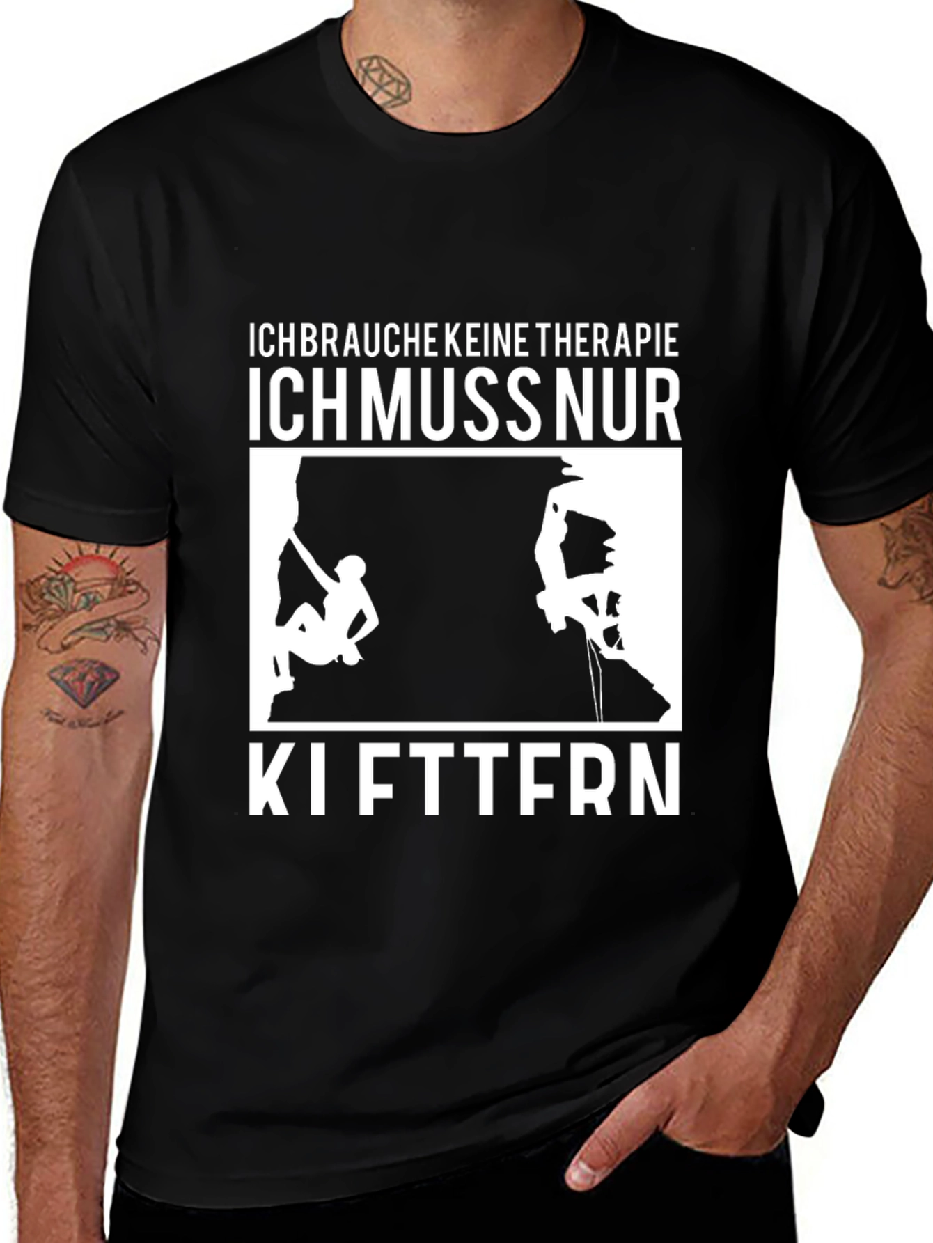 Variant 10 of Ich Muss Nur Klettern Black Graphic Tee