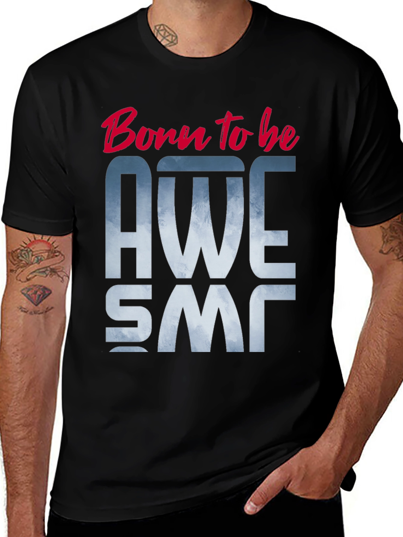 Variant 8 of Born to be Awesome Black Graphic Tee