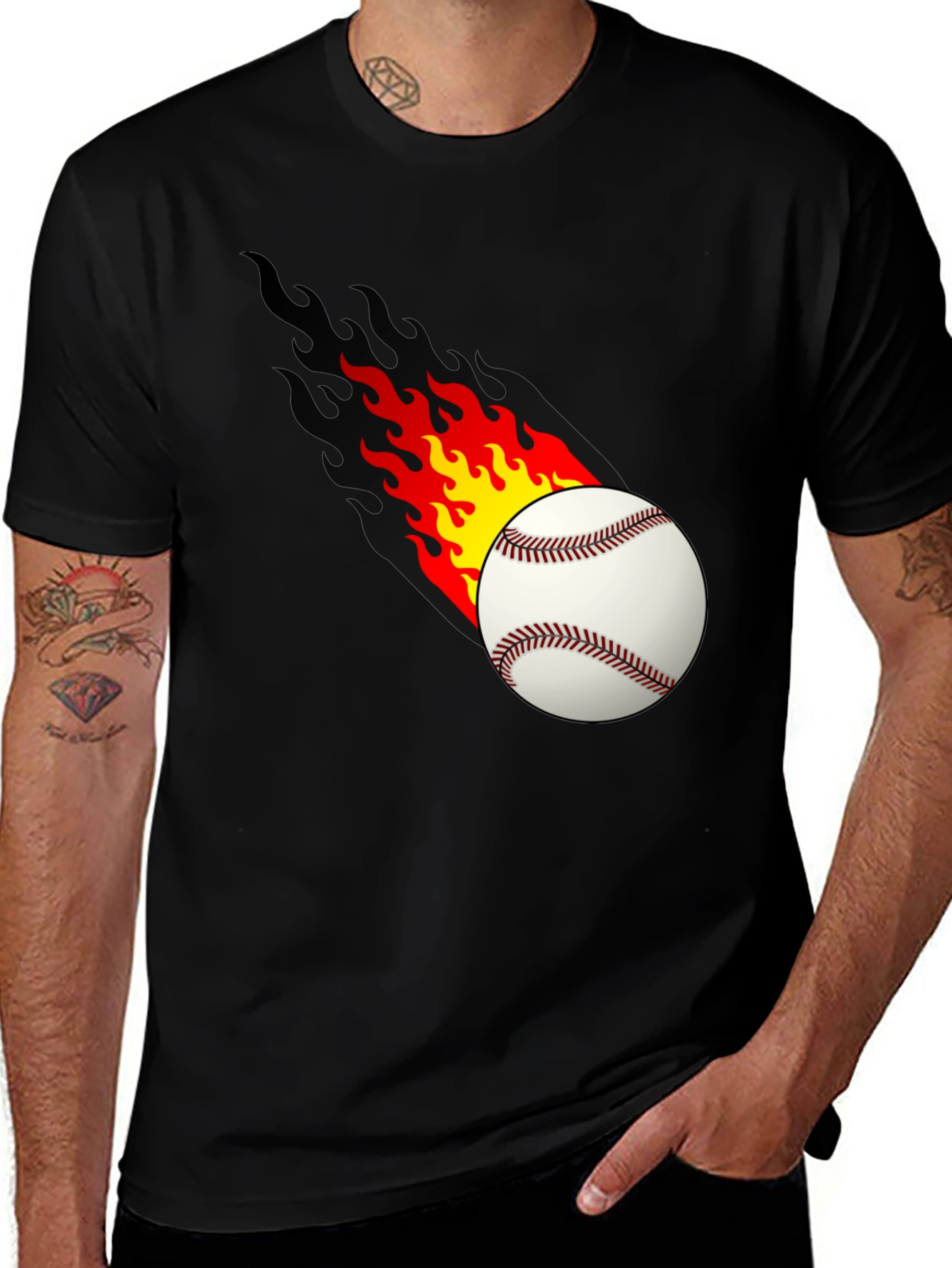Variant 6 of Flaming Baseball Graphic Tee - Cool Casual Shirt