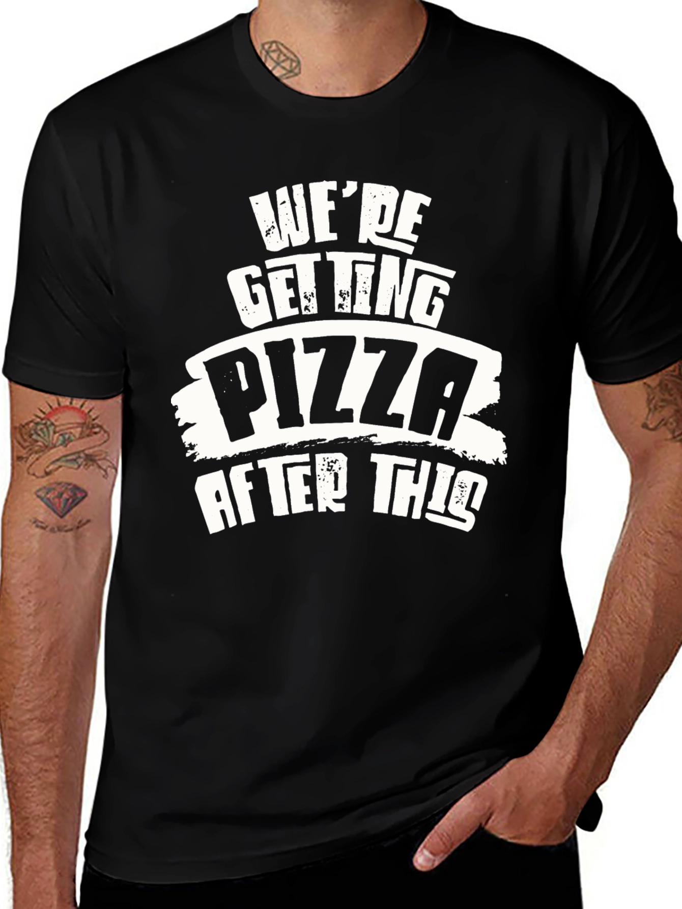 Variant 26 of Pizza Graphic Tee - Black T-Shirt