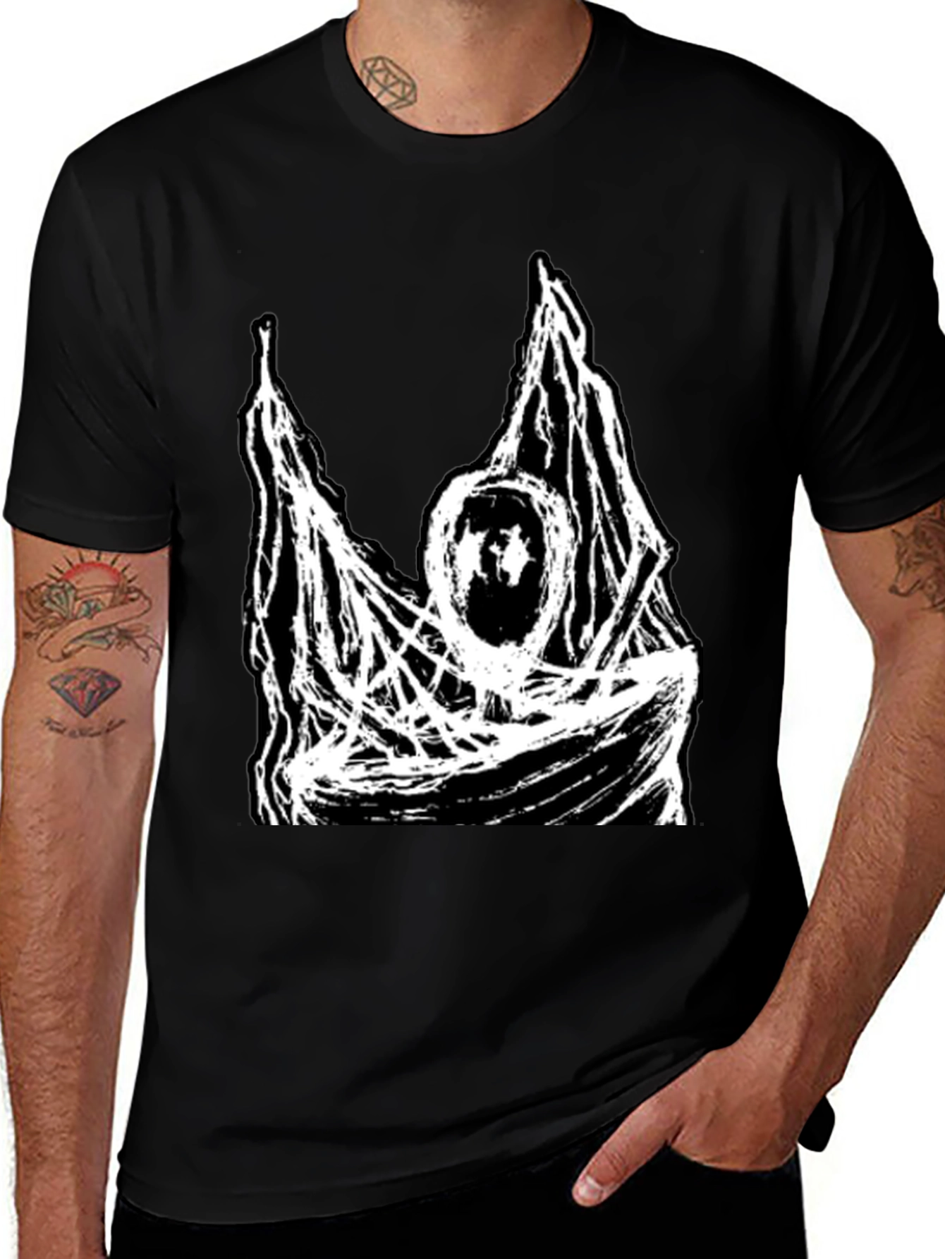 Abstract Graphic Print Black T-Shirt
