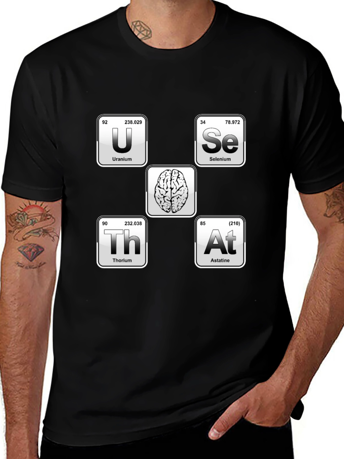 Variant 21 of Uranium Selenium Thorium Astatine Brain Elements T-Shirt