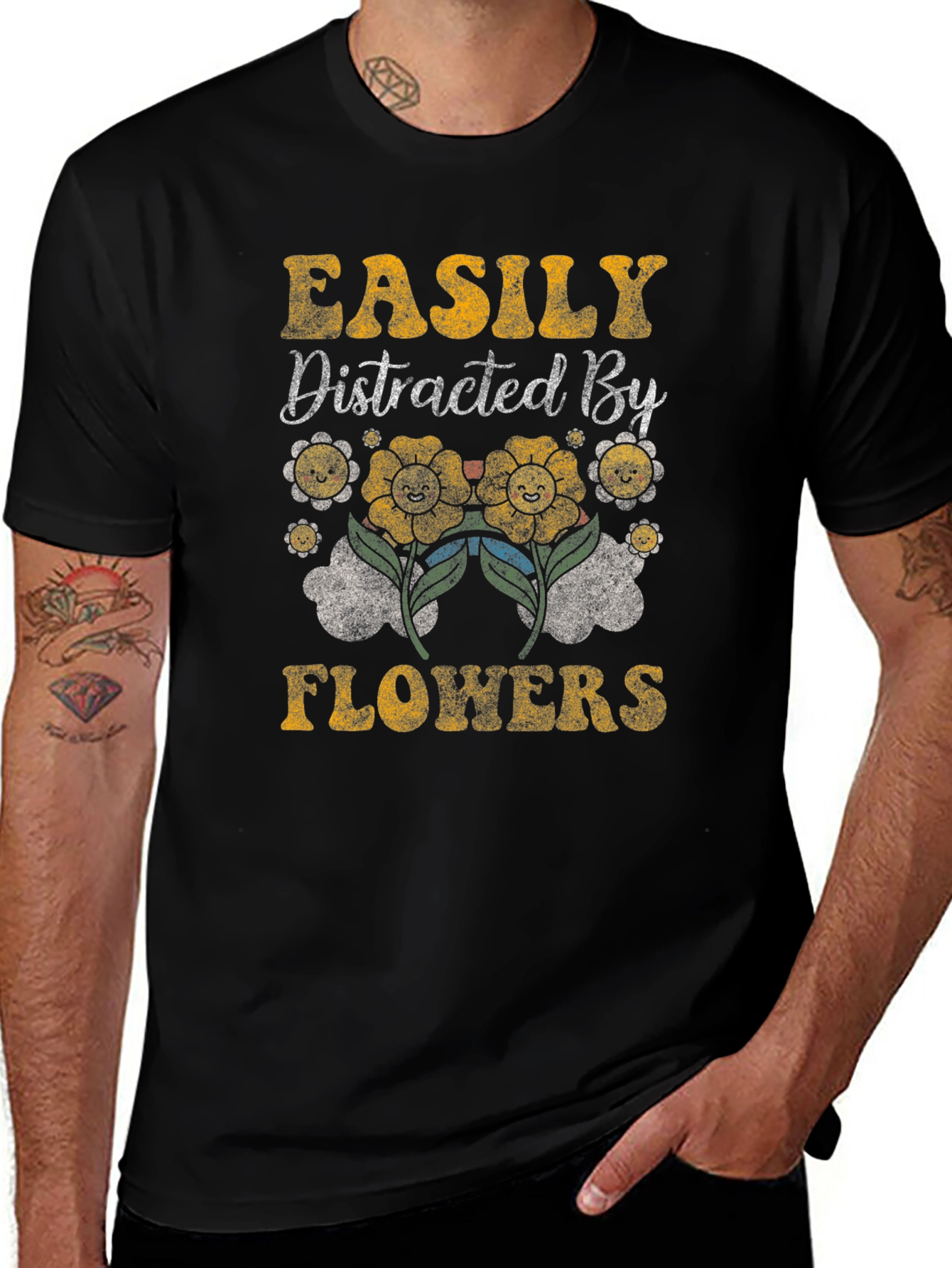Variant 16 of Easily Distracted By Flowers Graphic Tee