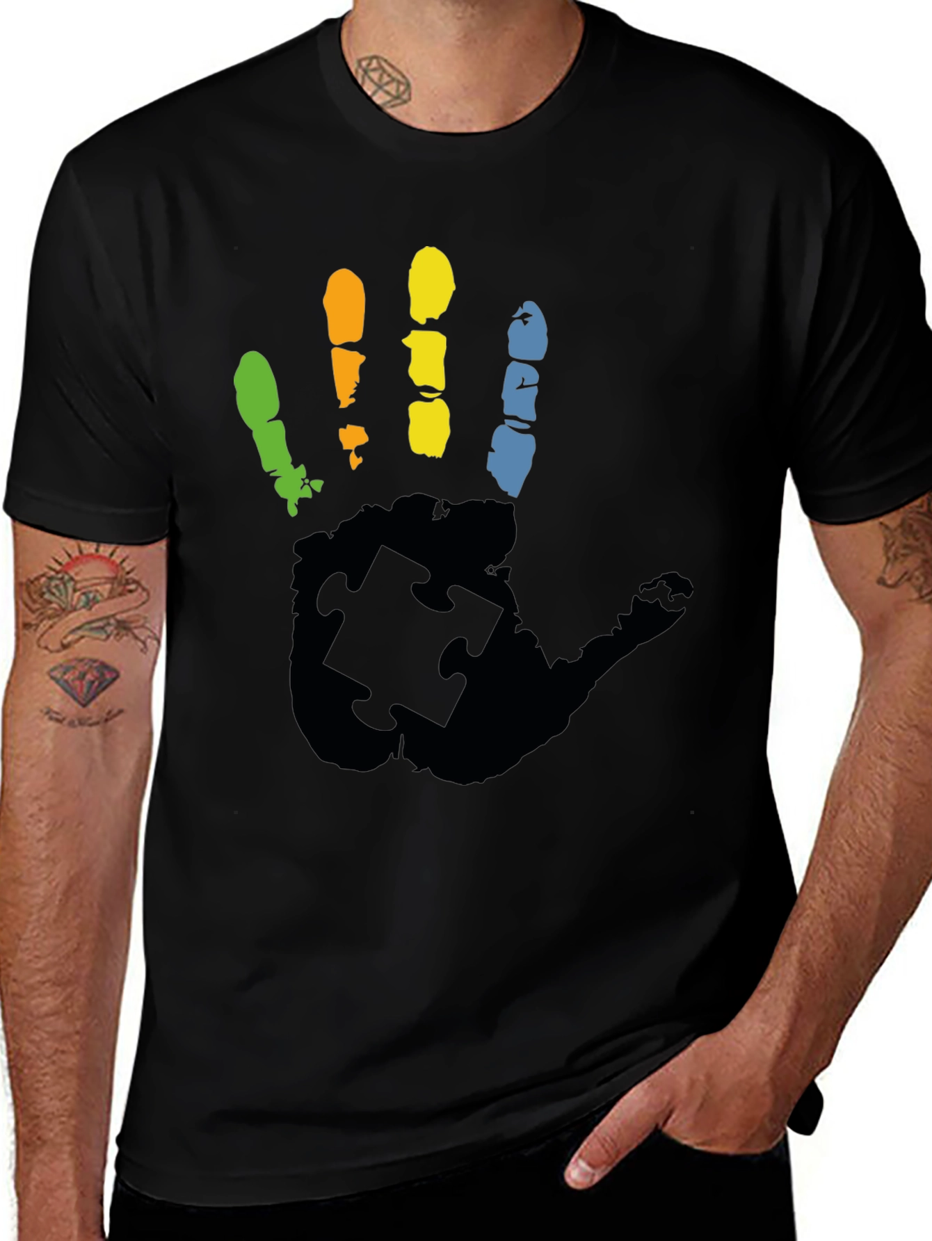 Variant 26 of Autism Awareness Handprint Puzzle Piece T-Shirt
