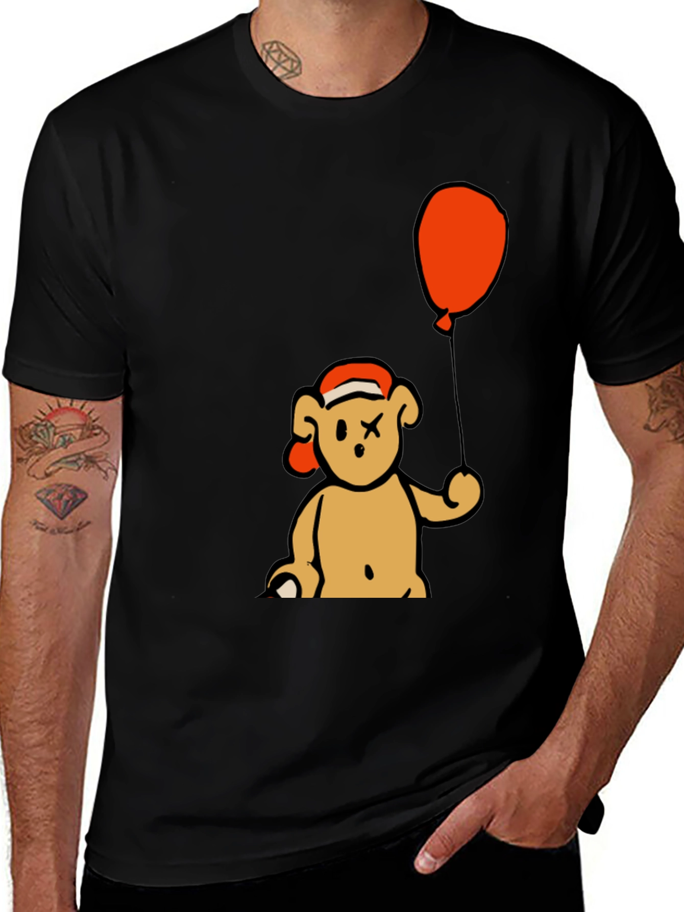 Variant 23 of Bear Balloon Graphic Tee - Black