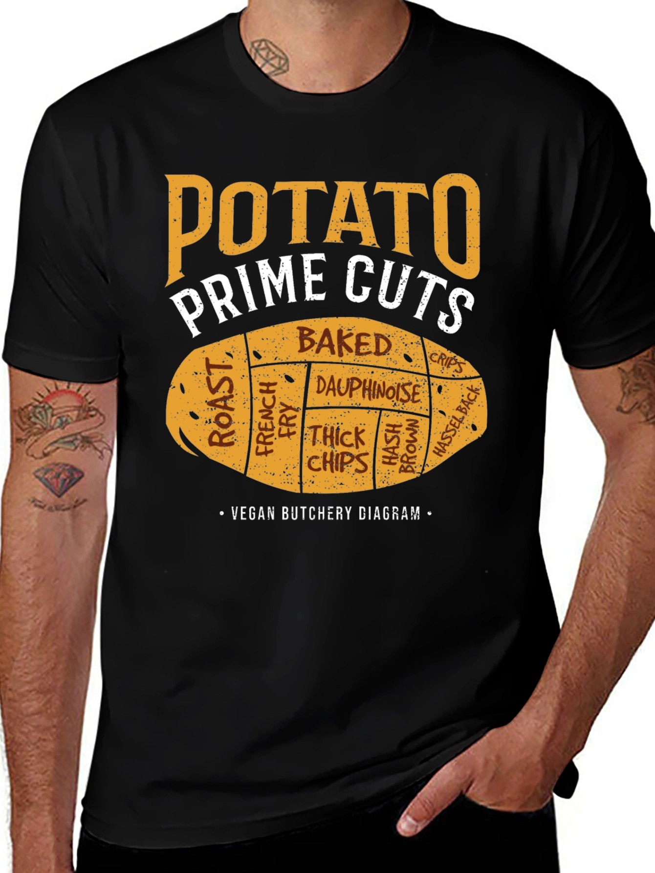 Variant 21 of Potato Prime Cuts Vegan Diagram Graphic T-Shirt