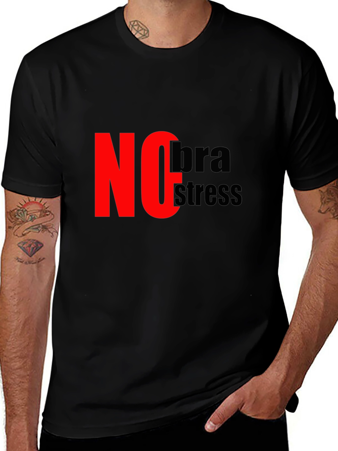 Variant 14 of No Bra No Stress Black T-Shirt