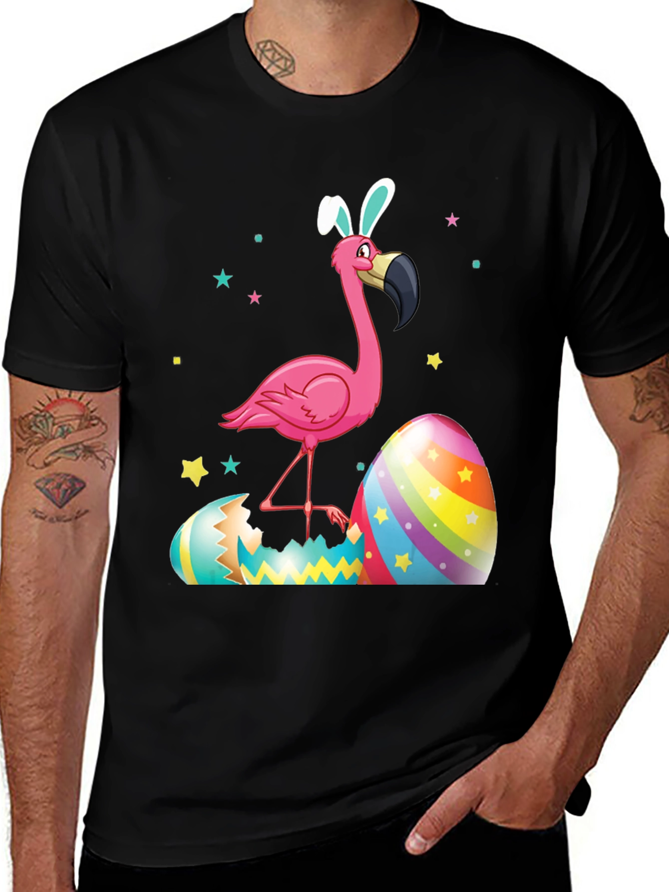 Black Easter Flamingo T-Shirt main image