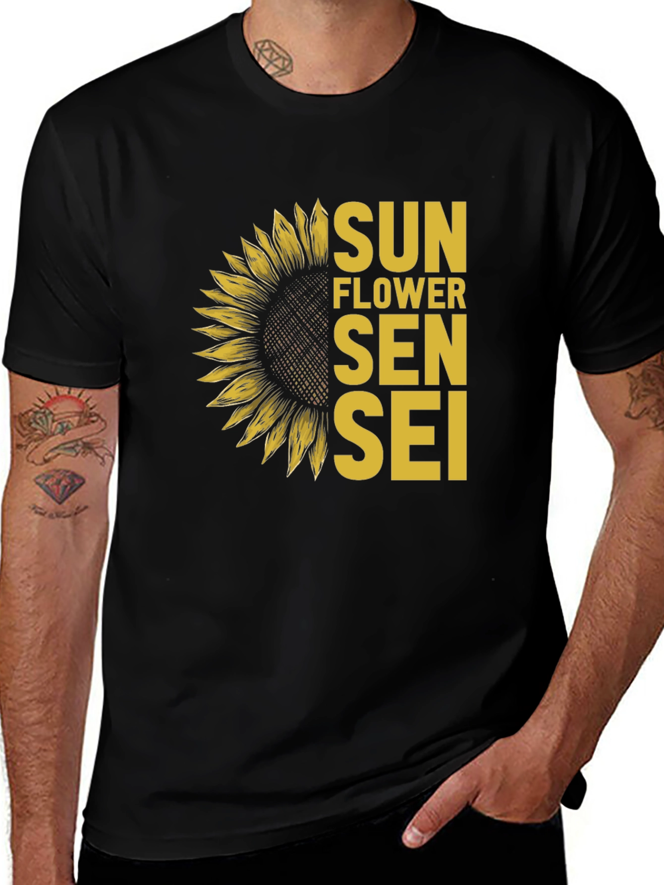 Variant 14 of Sunflower Sensei Graphic T-Shirt - Black