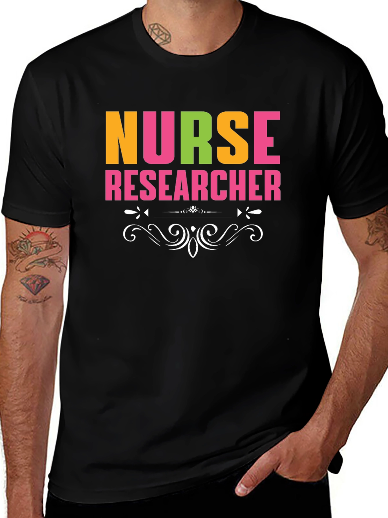 Variant 10 of Nurse Researcher Graphic Tee - Black Cotton T-Shirt
