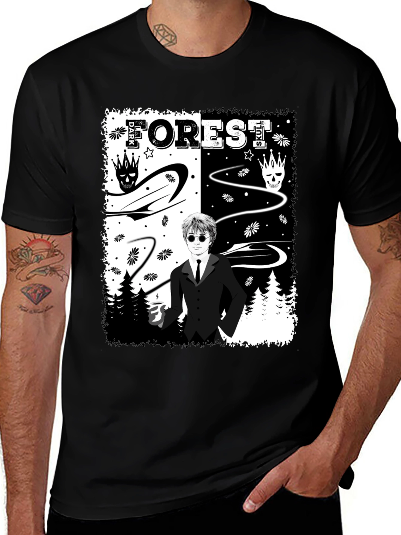Variant 9 of Dark Forest Skull Graphic T-Shirt