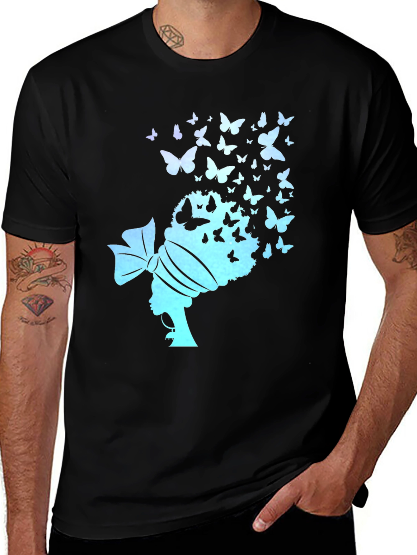 Variant 20 of Butterfly Afro Black Tee