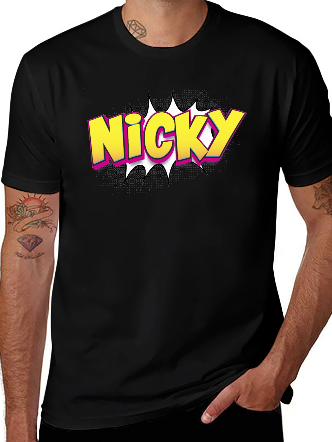 Variant 28 of Nicky Comic Style Graphic Tee - Black