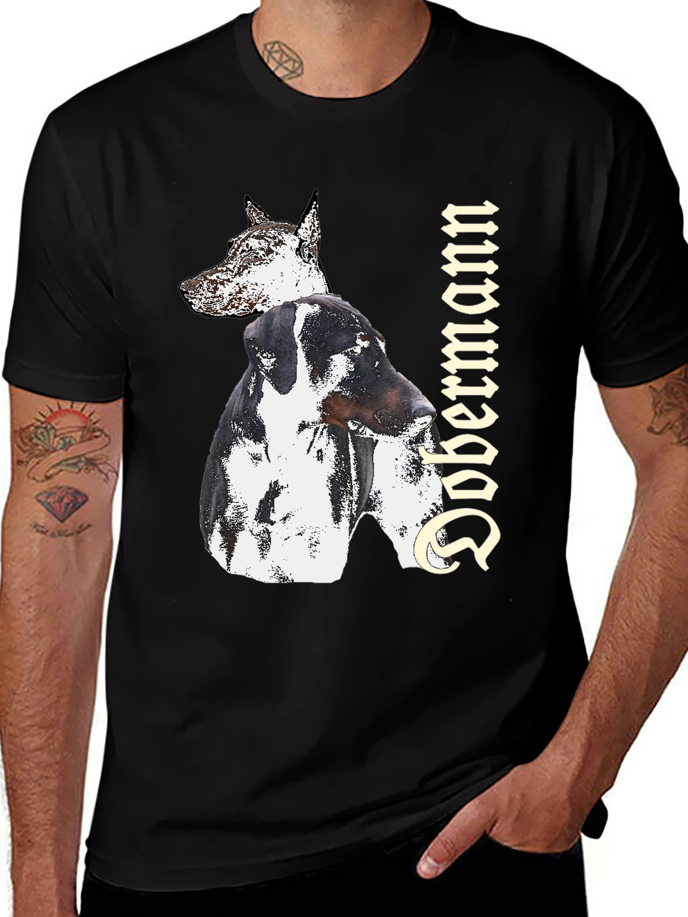 Dobermann Dog Graphic Black T-Shirt