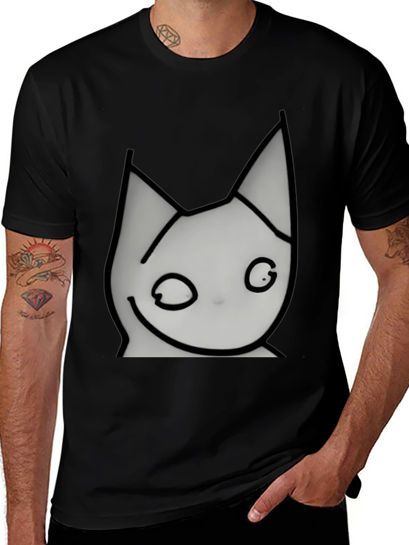 Variant 9 of Cartoon Cat Graphic Print T-Shirt