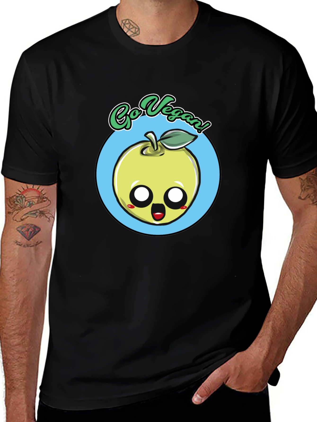 Variant 21 of Go Vegan Apple Graphic T-Shirt