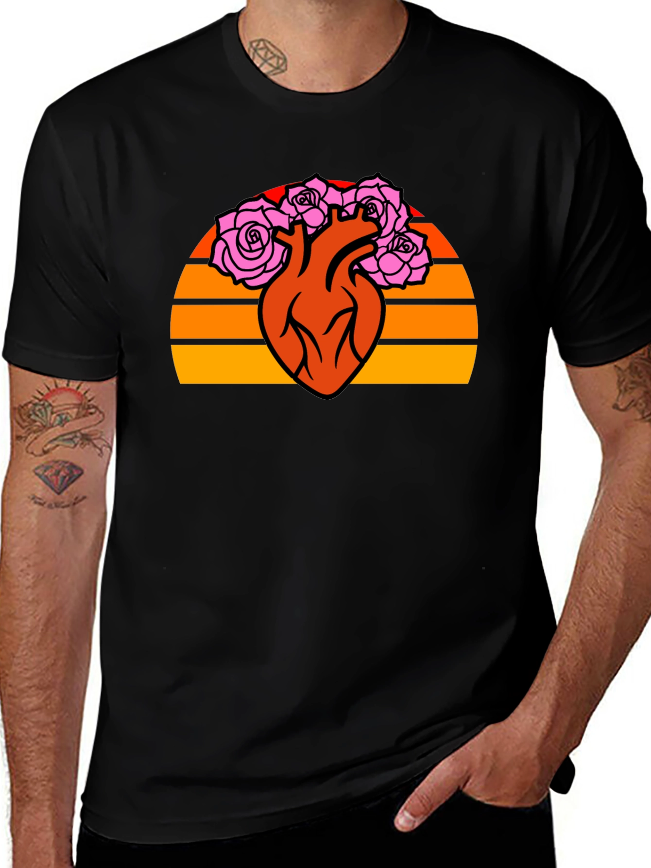Variant 11 of Floral Heart Graphic Tee - Vintage Style