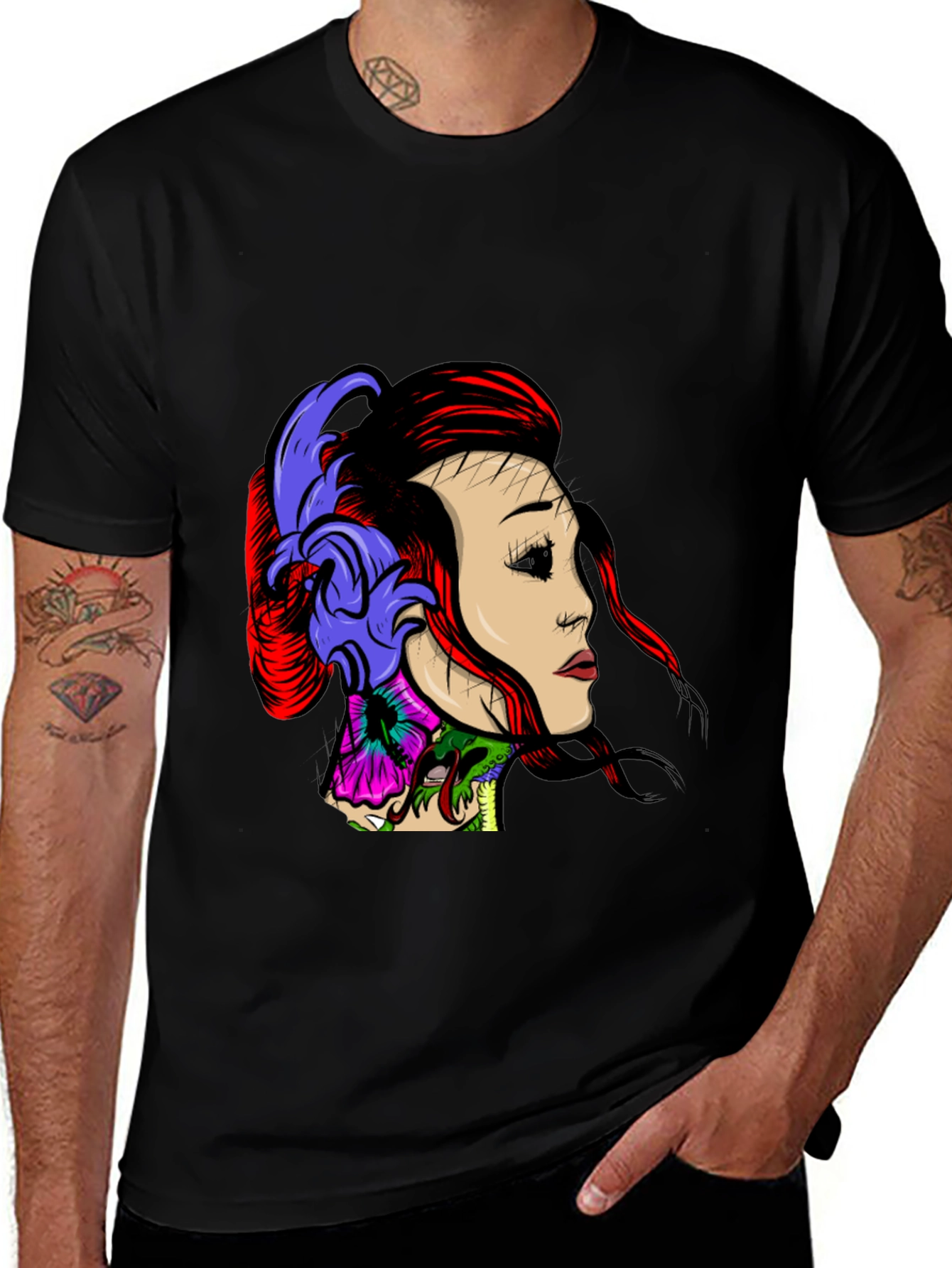 Variant 20 of Geisha Graphic Print Black T-Shirt