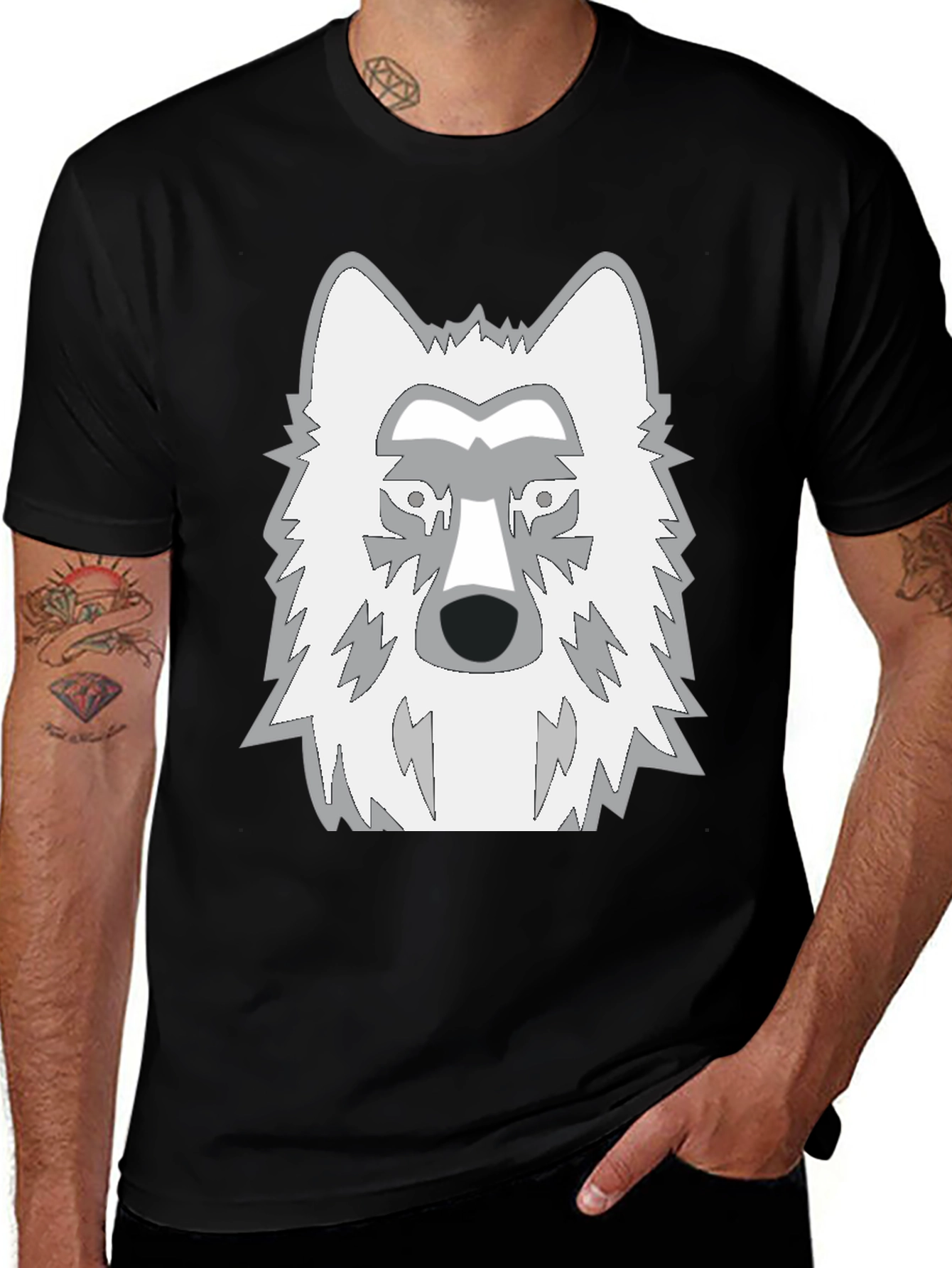 Variant 20 of Wolf Graphic Print Black T-Shirt
