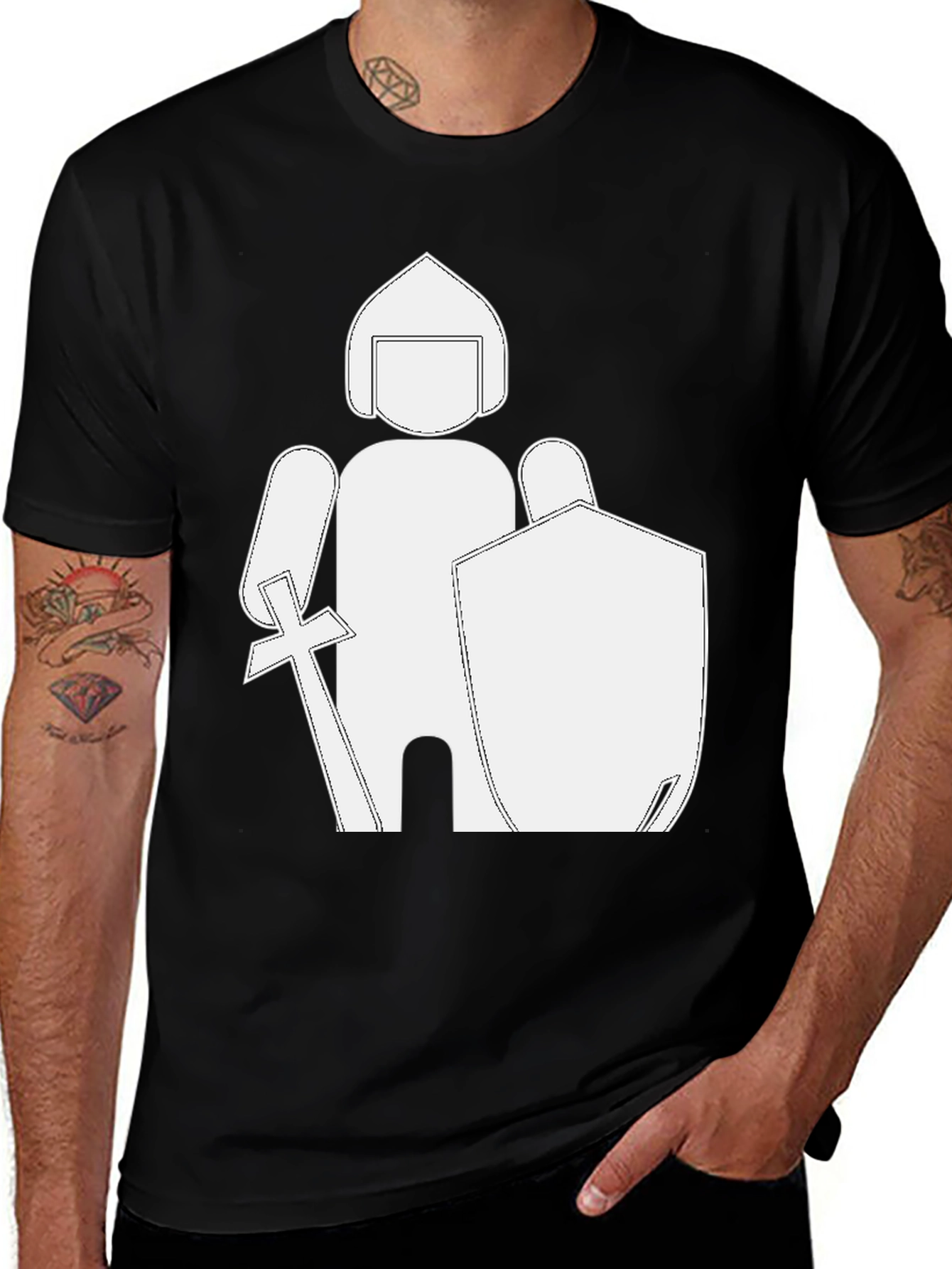 Variant 28 of Knight Graphic T-Shirt - Black Crew Neck Tee