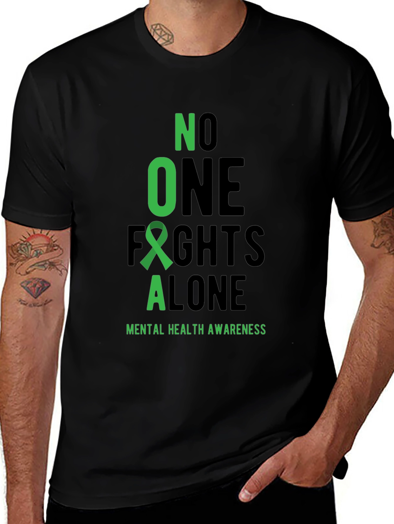 Variant 13 of Mental Health Awareness T-Shirt - No One Fights Alone