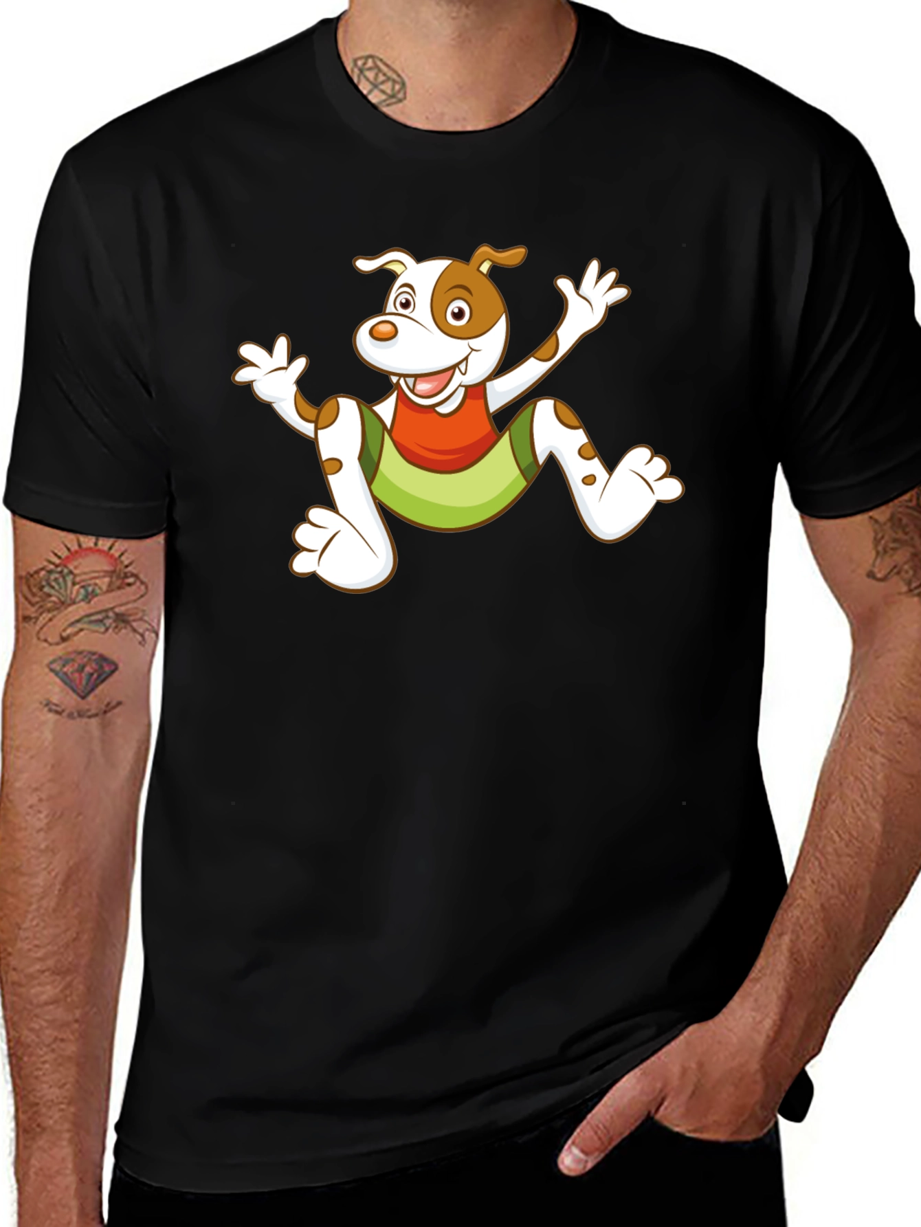 Variant 5 of Funny Cartoon Dog Graphic Black T-Shirt