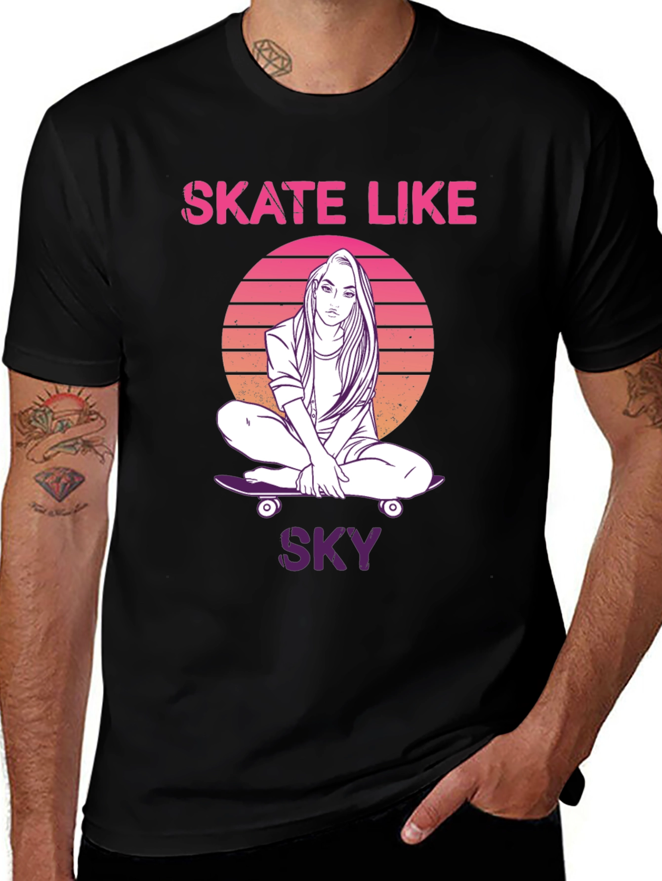 Variant 7 of Skate Like Sky Black T-Shirt