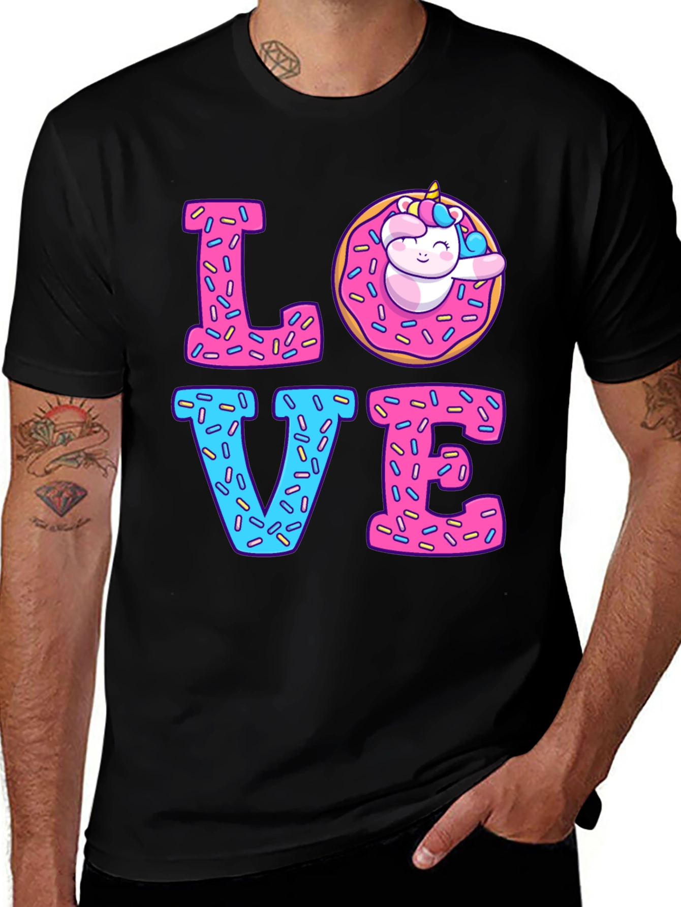 Variant 23 of Unicorn Donut Love T-Shirt - Sweet & Fun!
